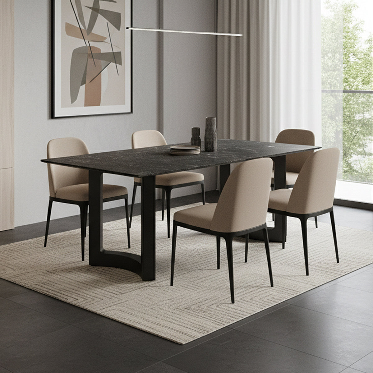 Luxurious stone dining table(Platinum diamond)