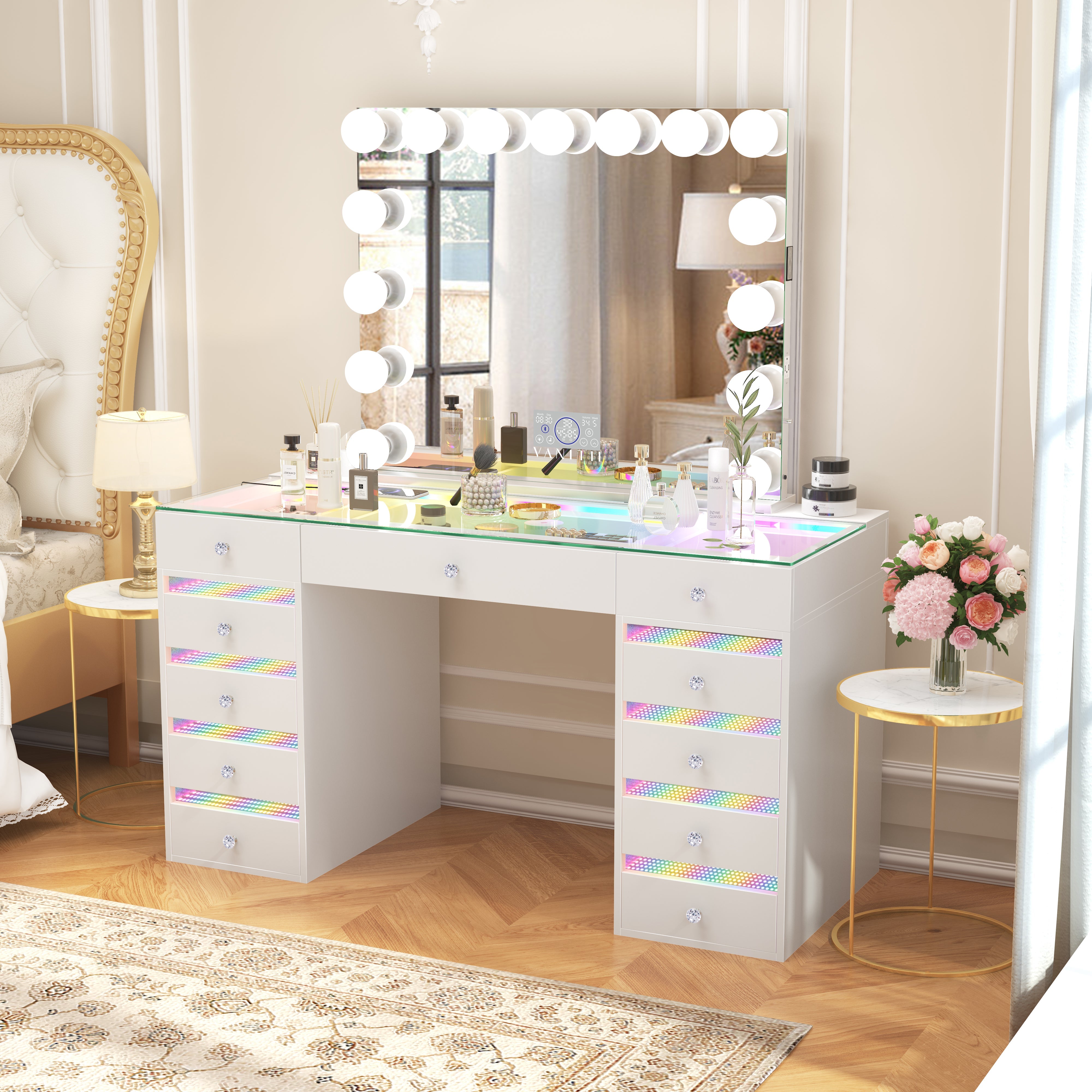 VANITII Fenair Vanity Desk with RGB light including Vanity Mirror