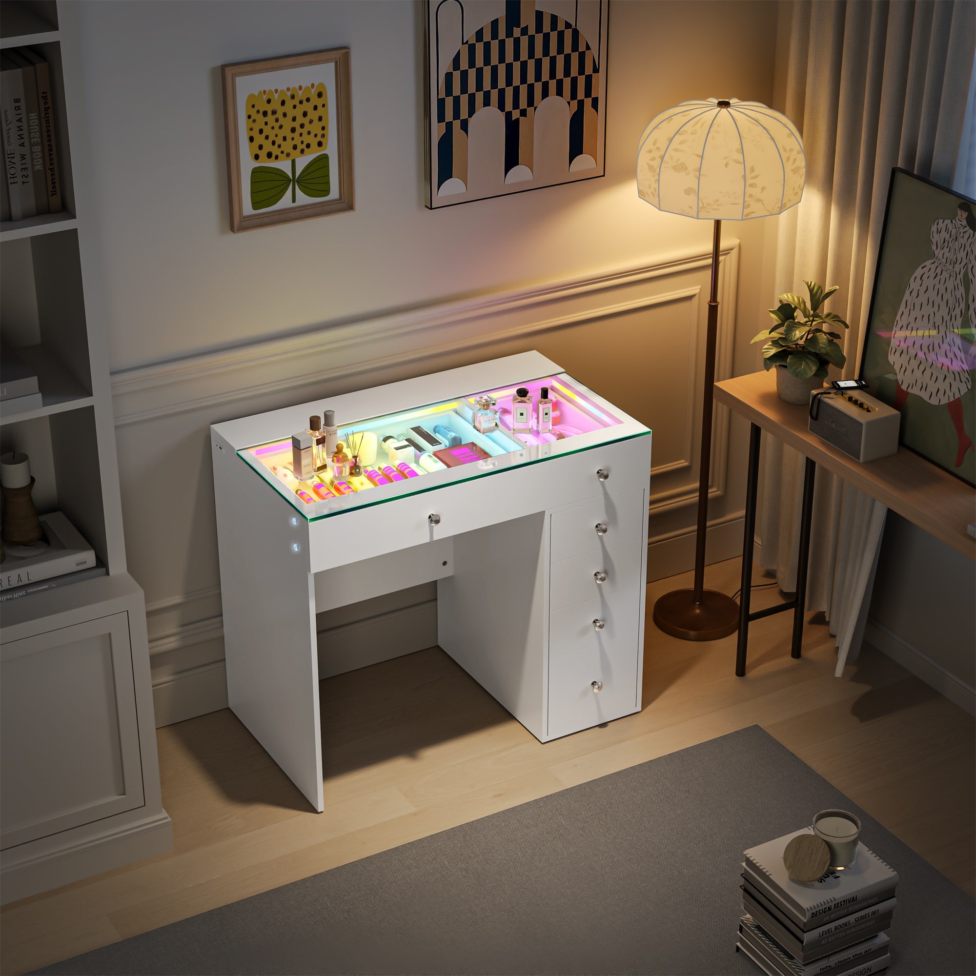 VANITII Mini Diana Vanity Desk- 6 Storage Drawers