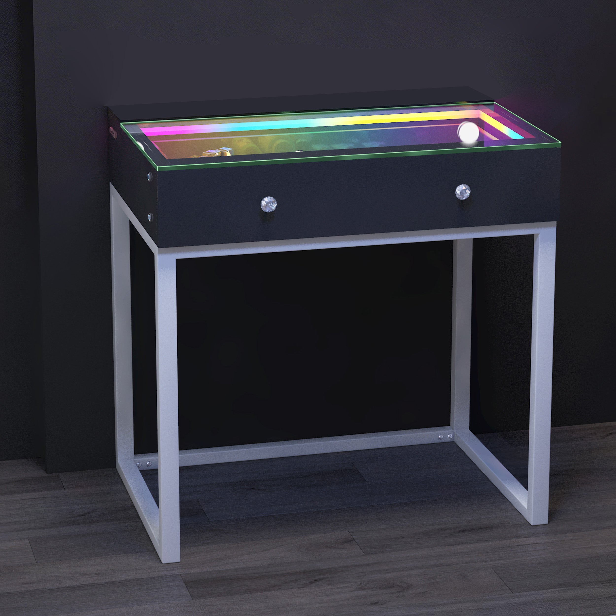 VANITII IVY Lighted Glass Vanity | Cosmetic Storage Table