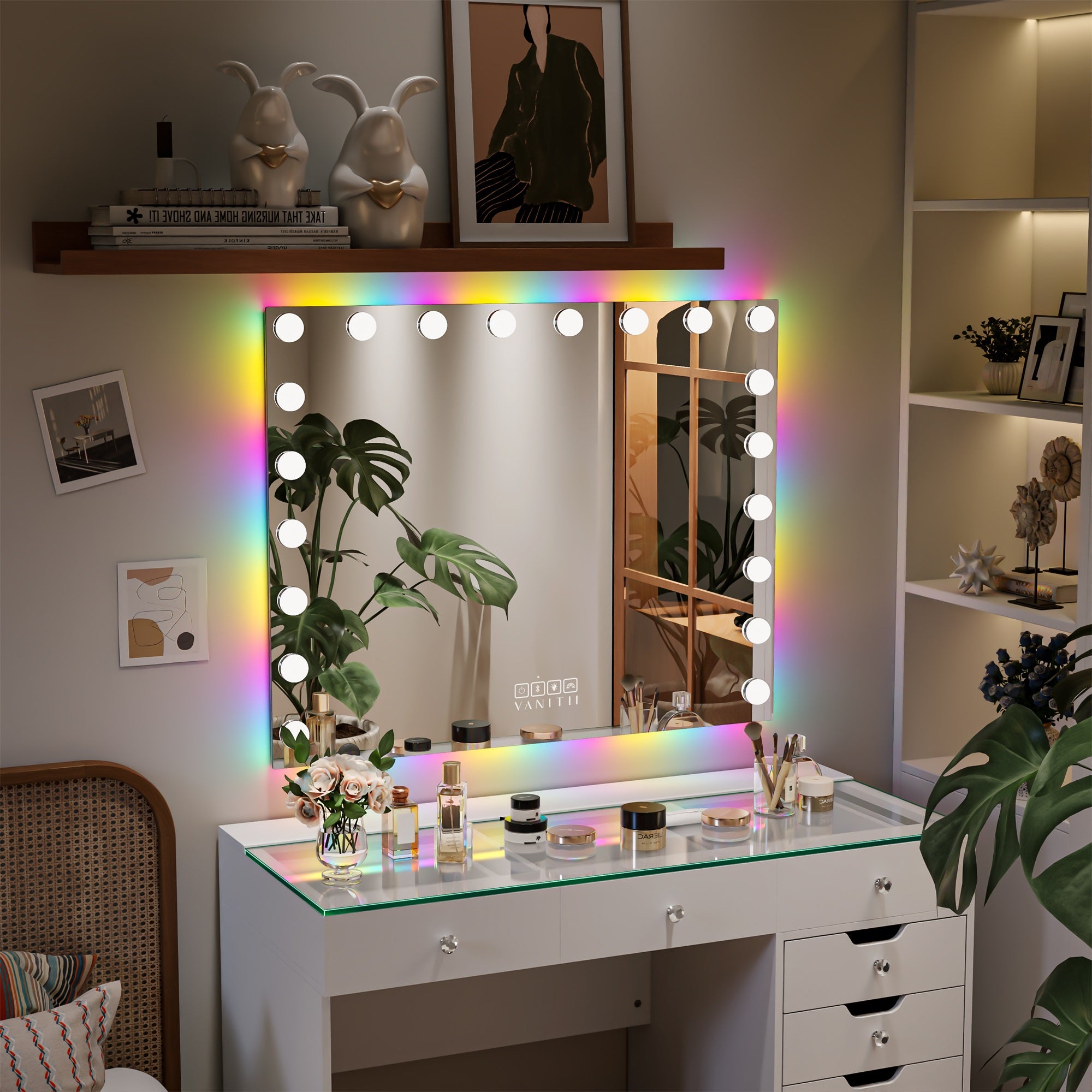VANITII Mary Hollywood Vanity Mirror with RGB and Bluetooth Speaker
