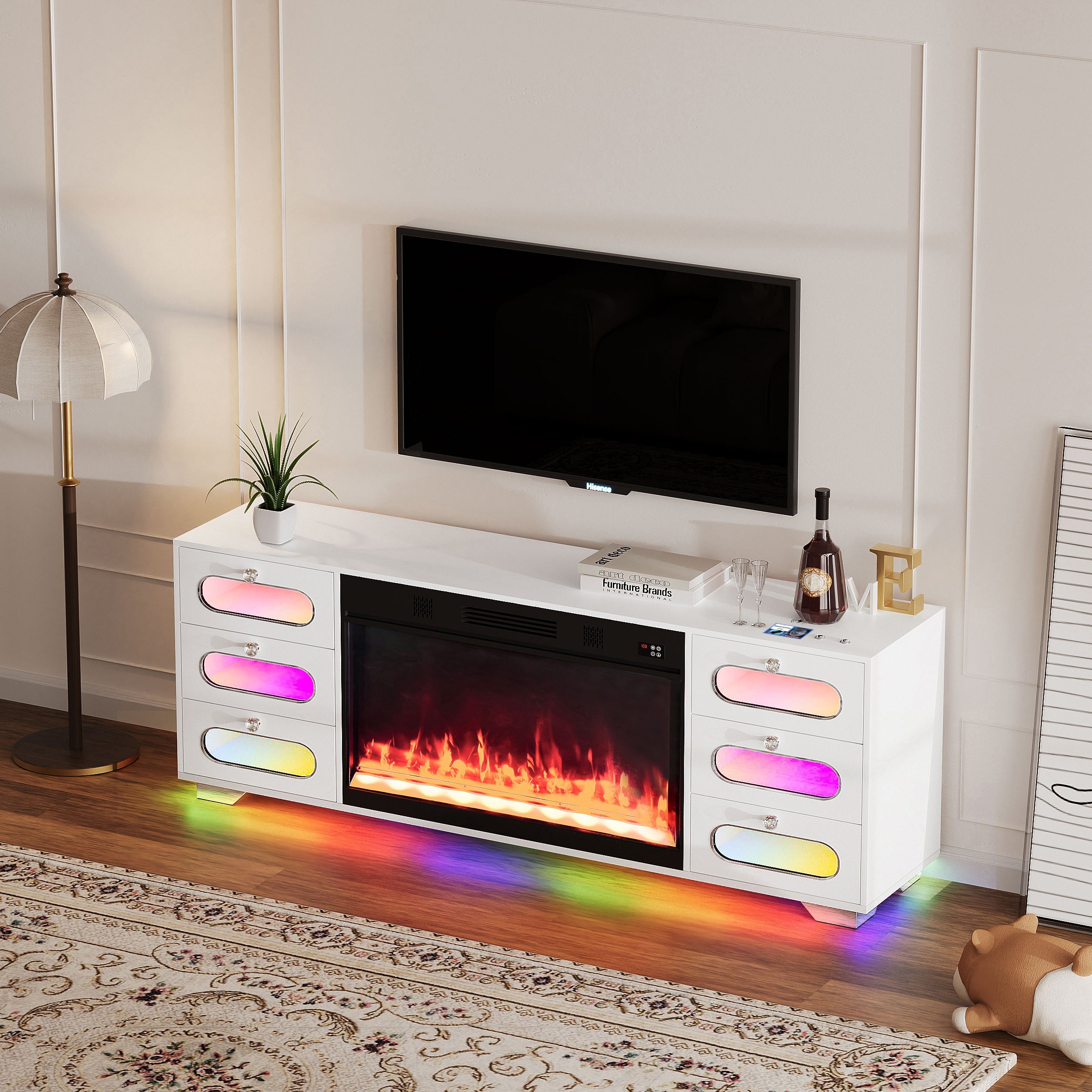 SOFIA Fully Assembled 70" TV Stand Fireplace