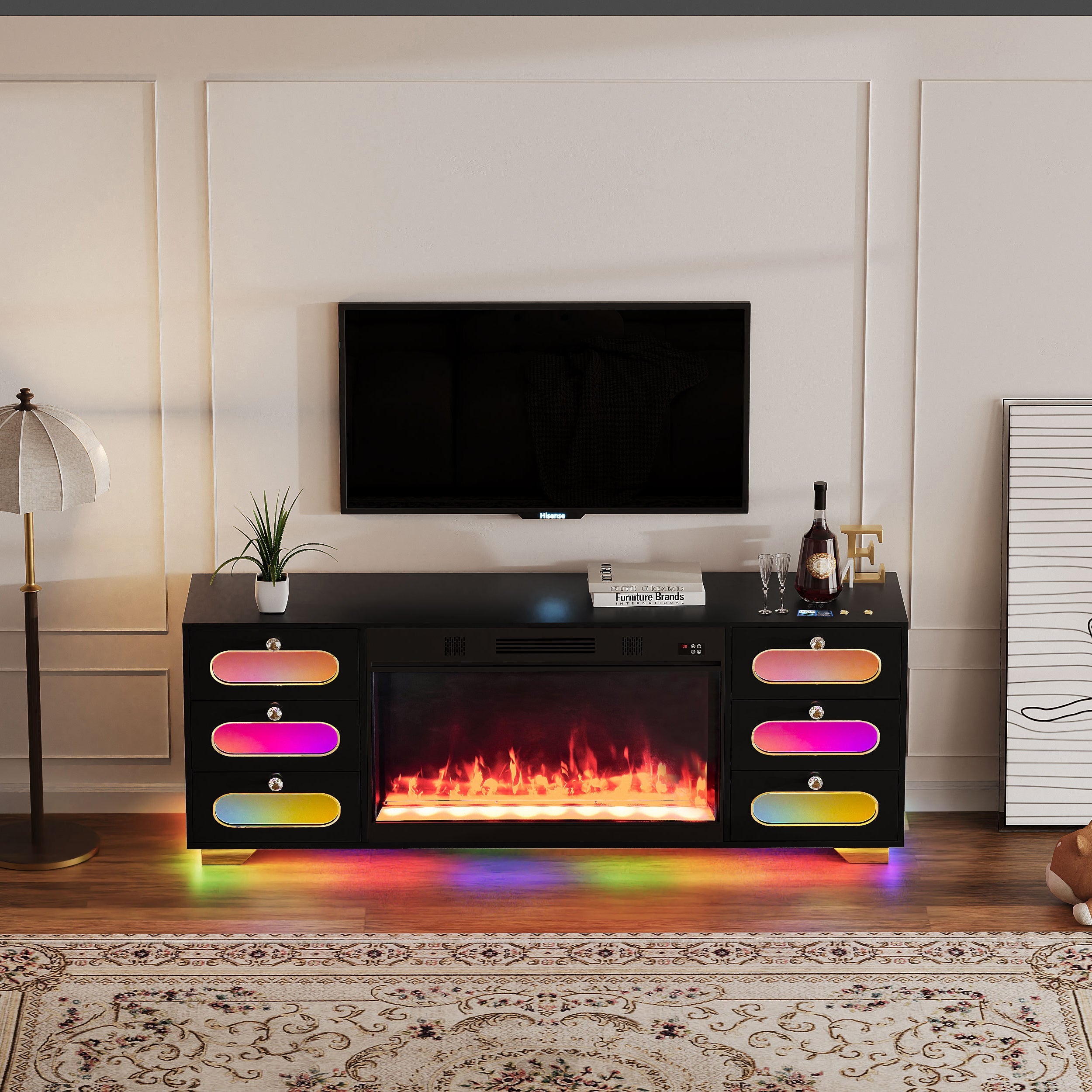 SOFIA Fully Assembled 70" TV Stand Fireplace