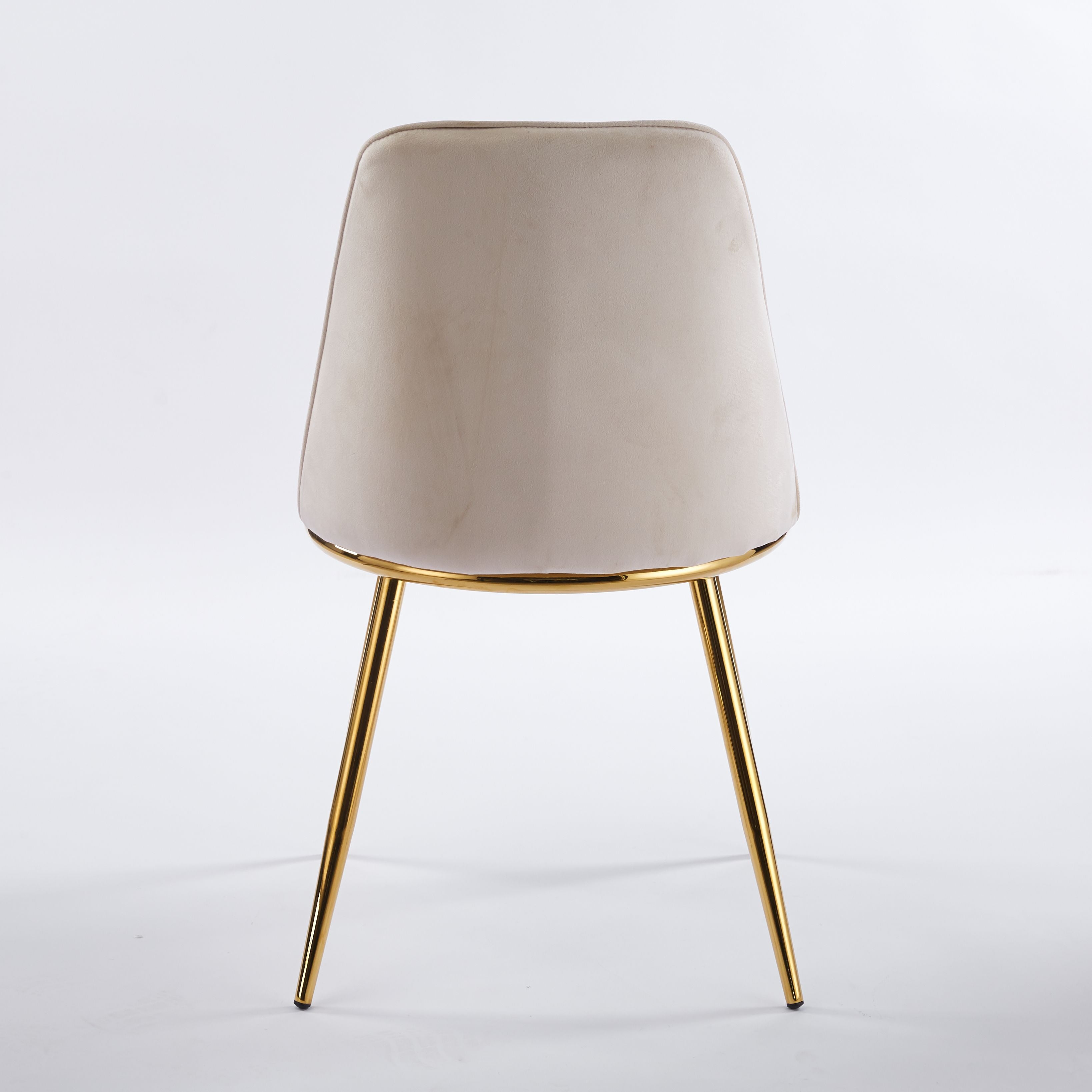 Modern Cream White Dining Chair - Gold-Plated Metal Legs, Velvet Upholstery 2pCS/CTN