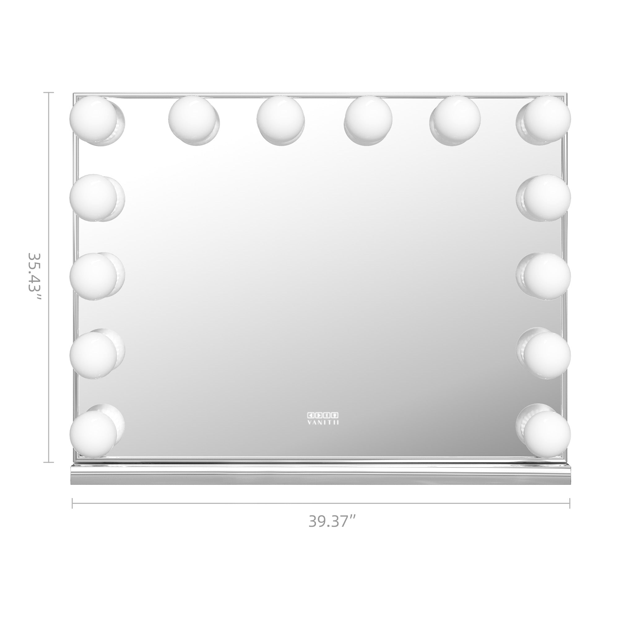 VANITII Chanel Silver Hollywood Vanity Mirror - 14 Dimmable LED Bulbs