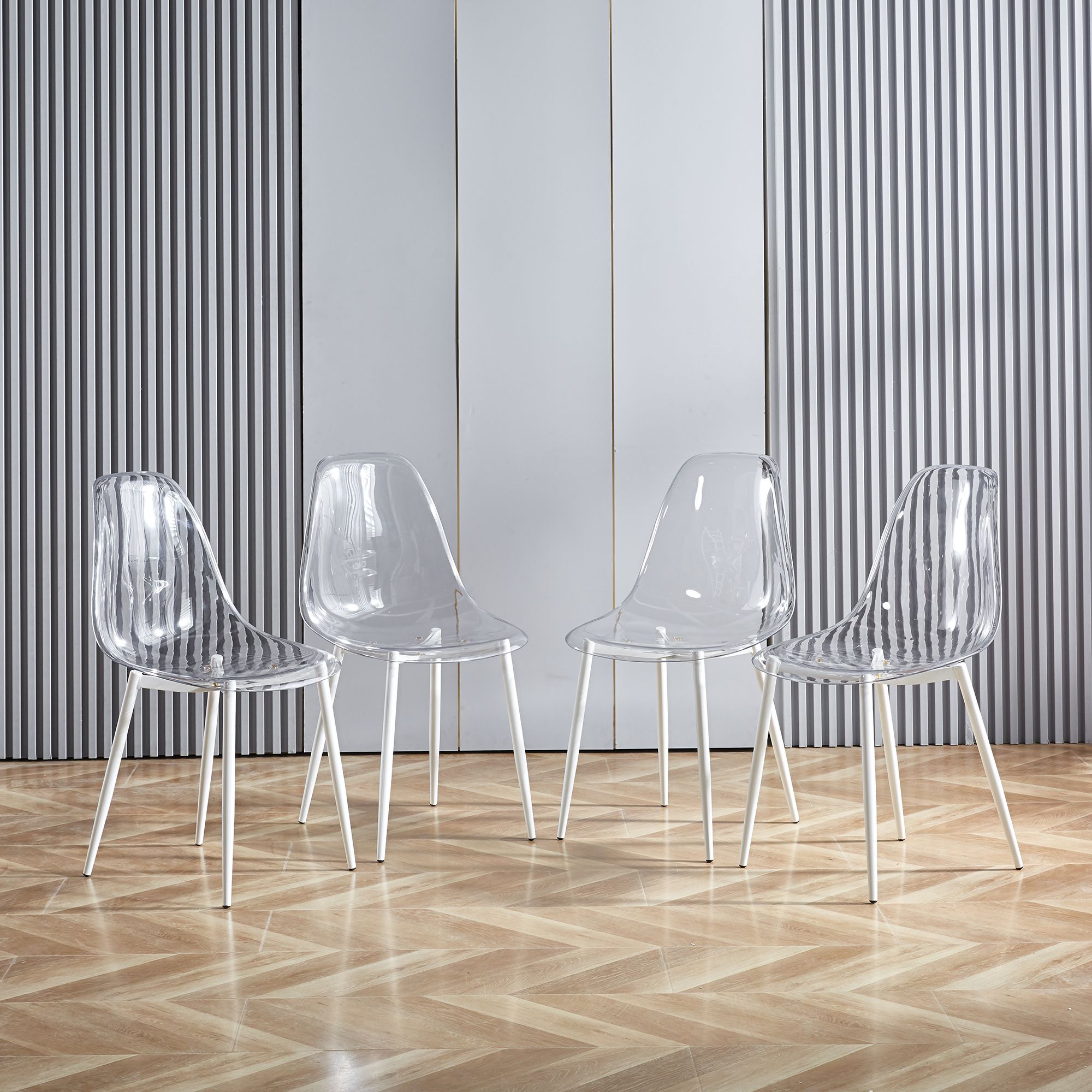 Clear Acrylic Accent Side Chairs w/ Metal Legs for Dining/Kitchen/Living Room