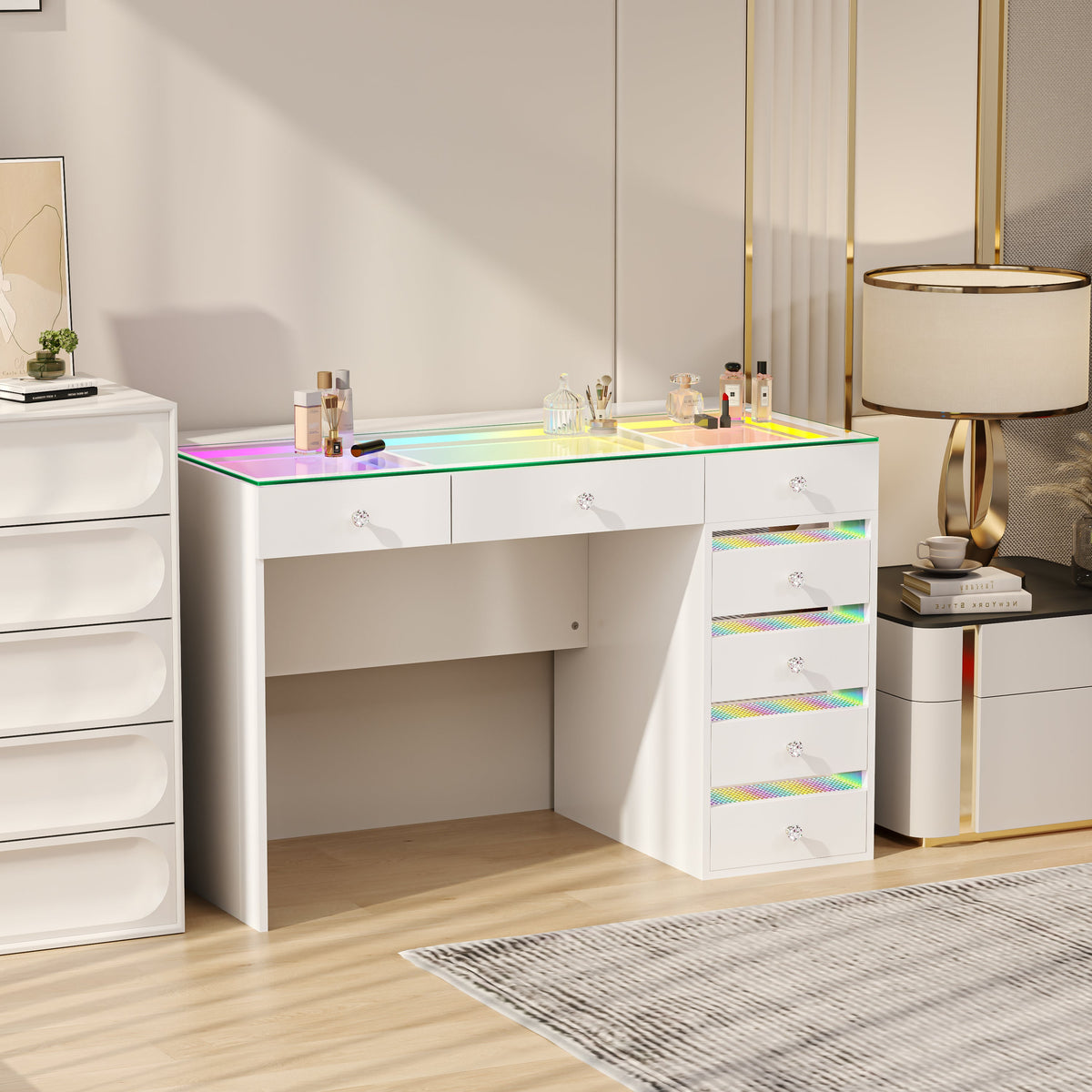 VANITII Fenair Vanity Desk with 7 Drawers