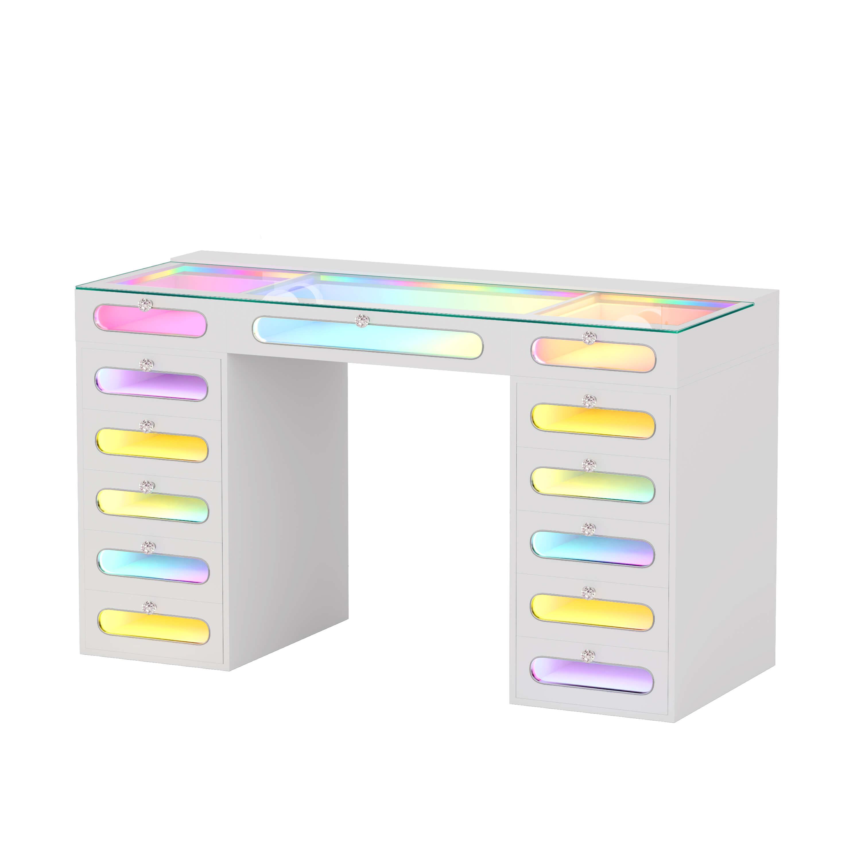 VANITII Priscilla Vanity Desk With 13 Storage Drawers