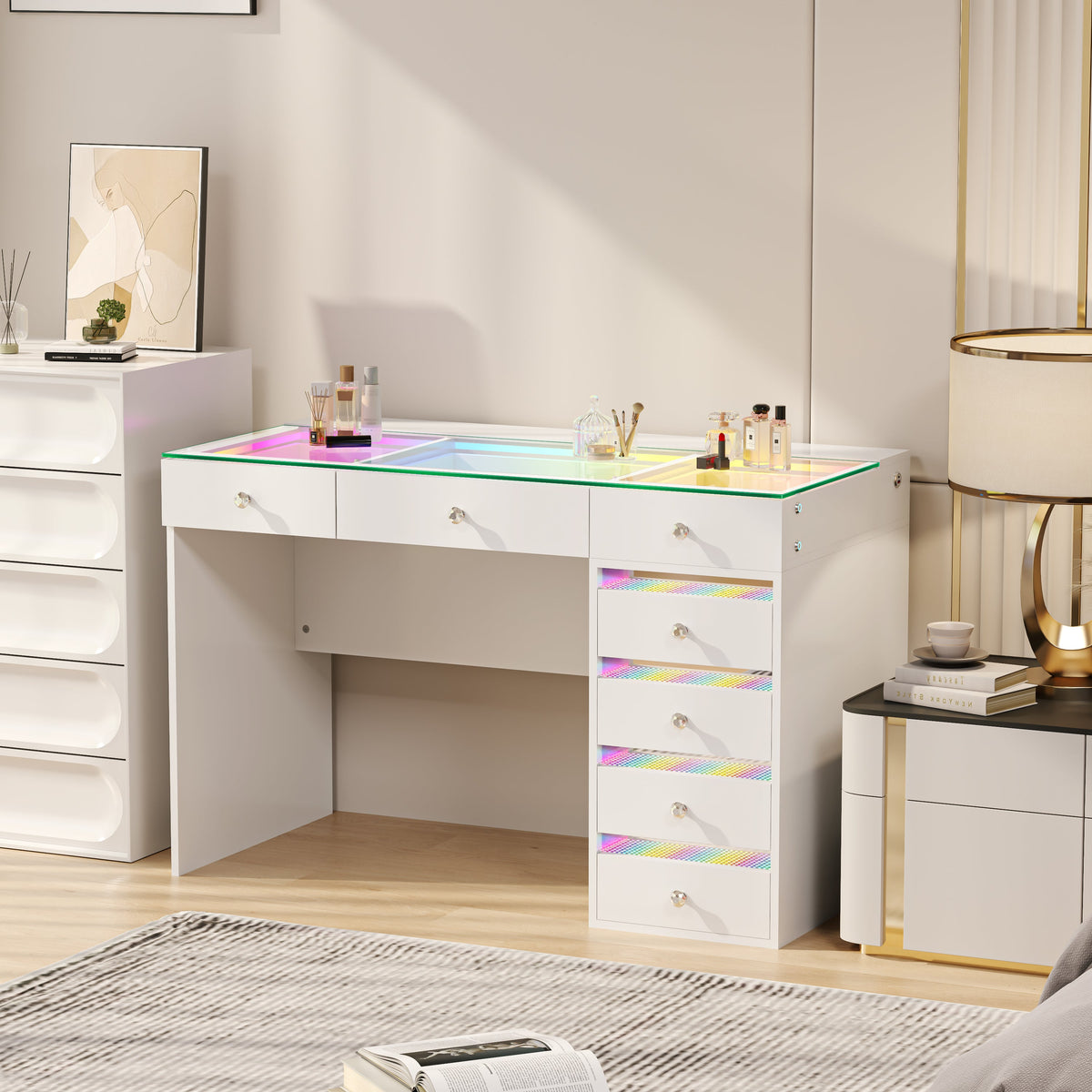 VANITII Fenair Vanity Desk with 7 Drawers
