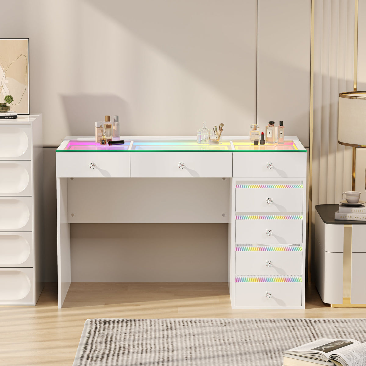 VANITII Fenair Vanity Desk with 7 Drawers