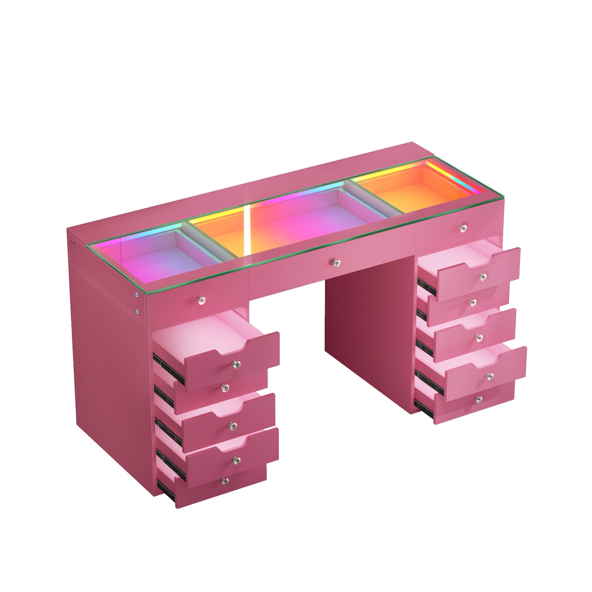 VANITII Eva Vanity Desk - 13 Storage Drawers with Full Light &RGB