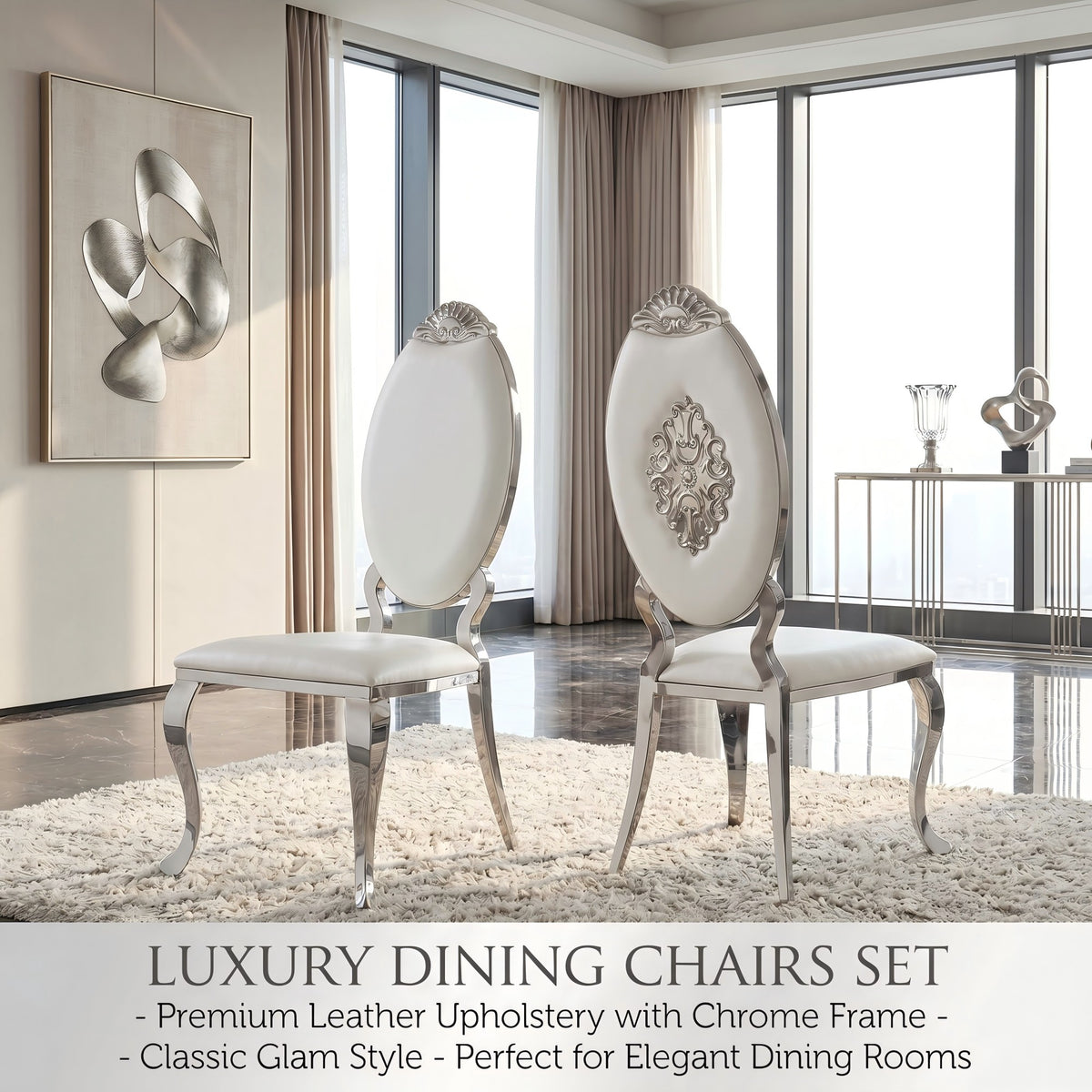 Luxury Carved Back Dining Chair,Gold/Silver 201 Stainless Steel Dining Chair 4pcs/CTN