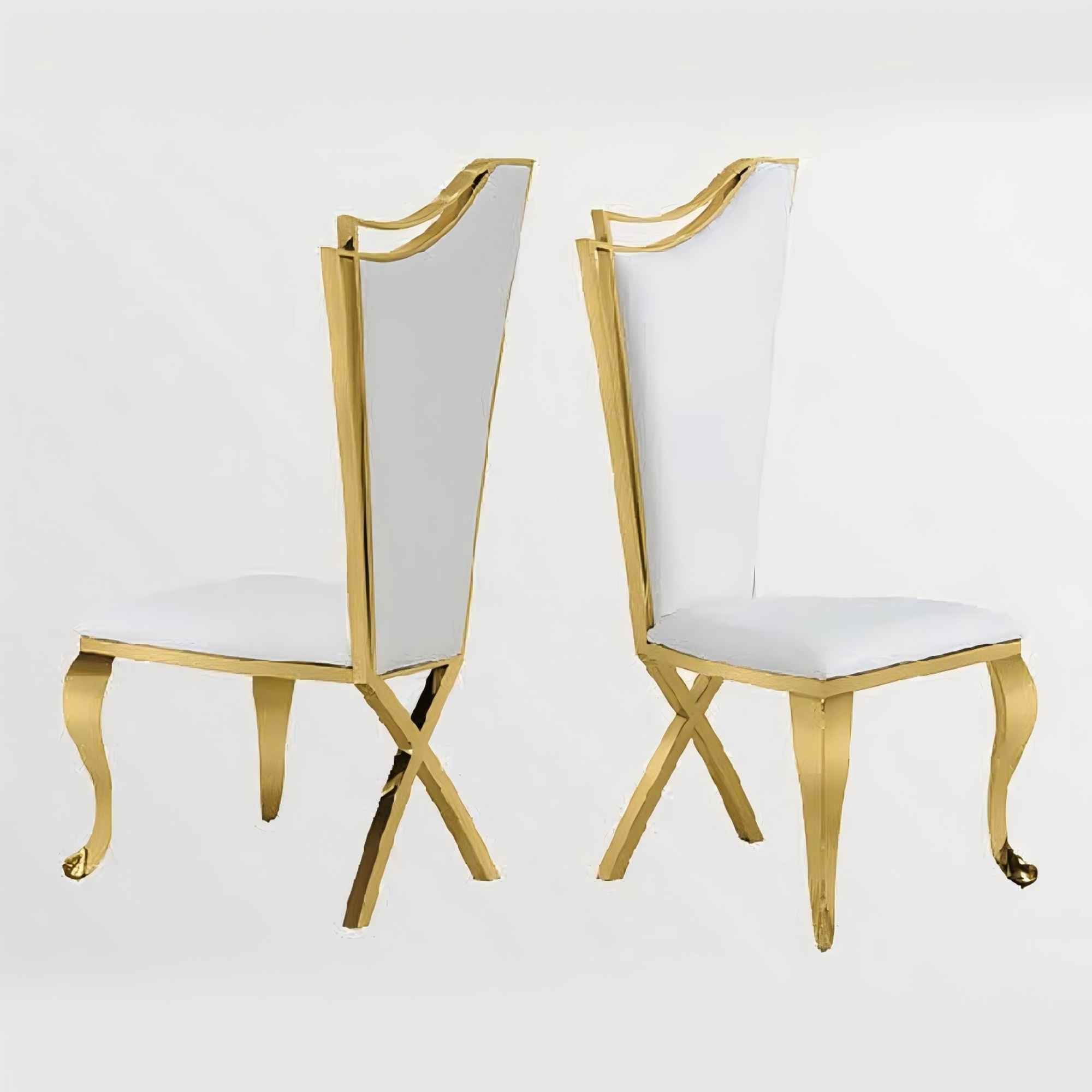Elegant Wingback Dining Chair-201 stainless steel-Gold