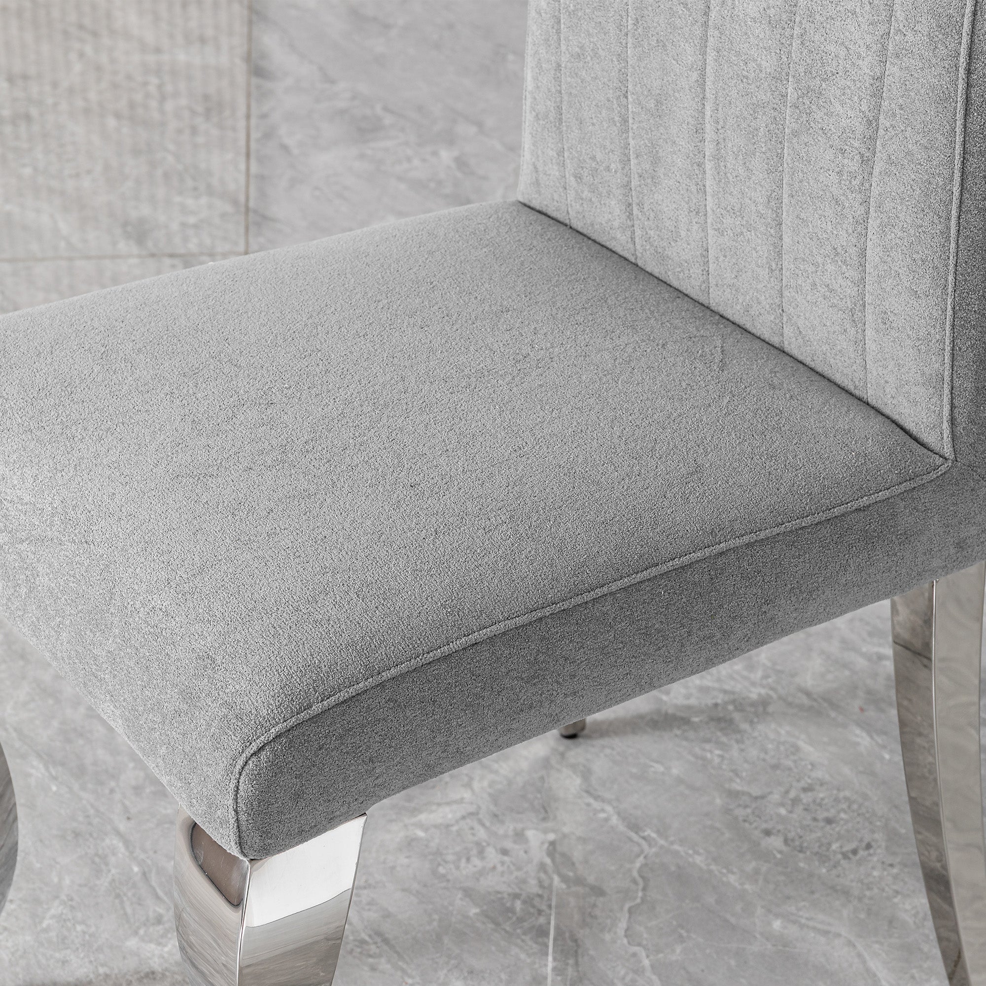 Soft Grey Fabric Upholstery: Skin-friendly grey fabric with high-density foam padding, comfortable and breathable.