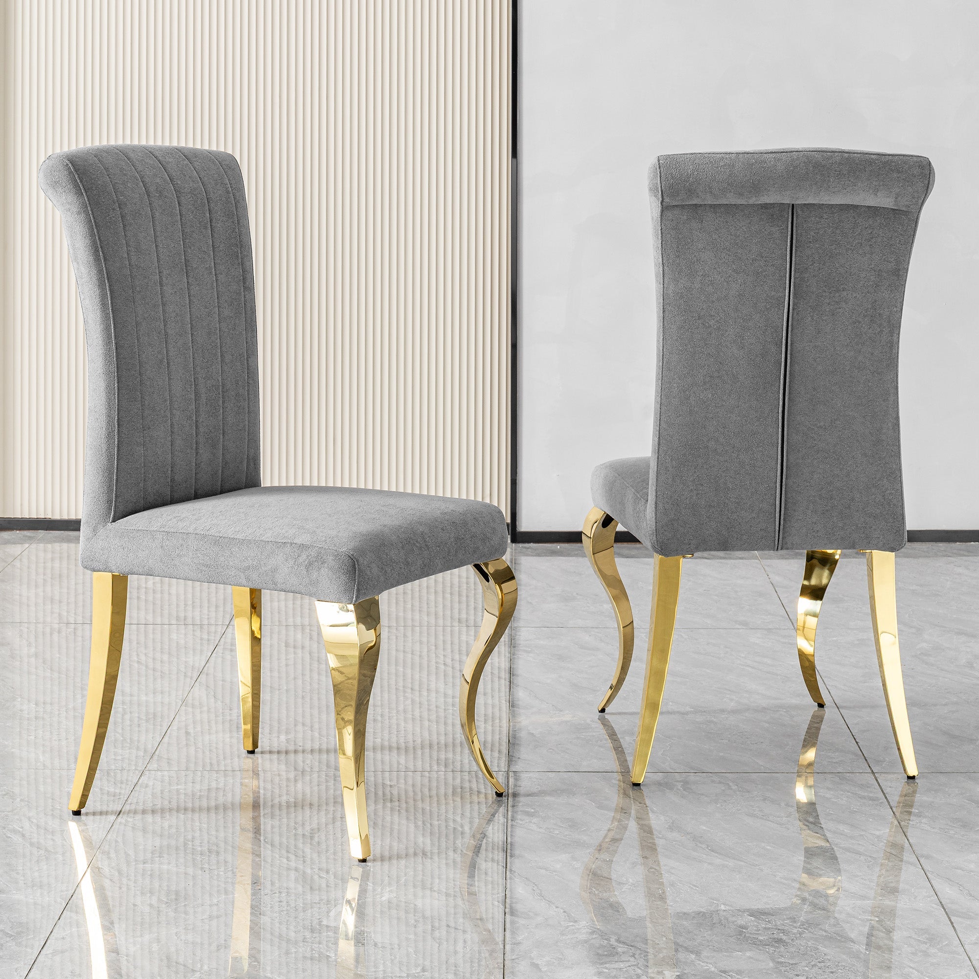 Modern Gold High Back dining chair-201 Stainless Steel is placed in the dining room,being both beautiful and practical.