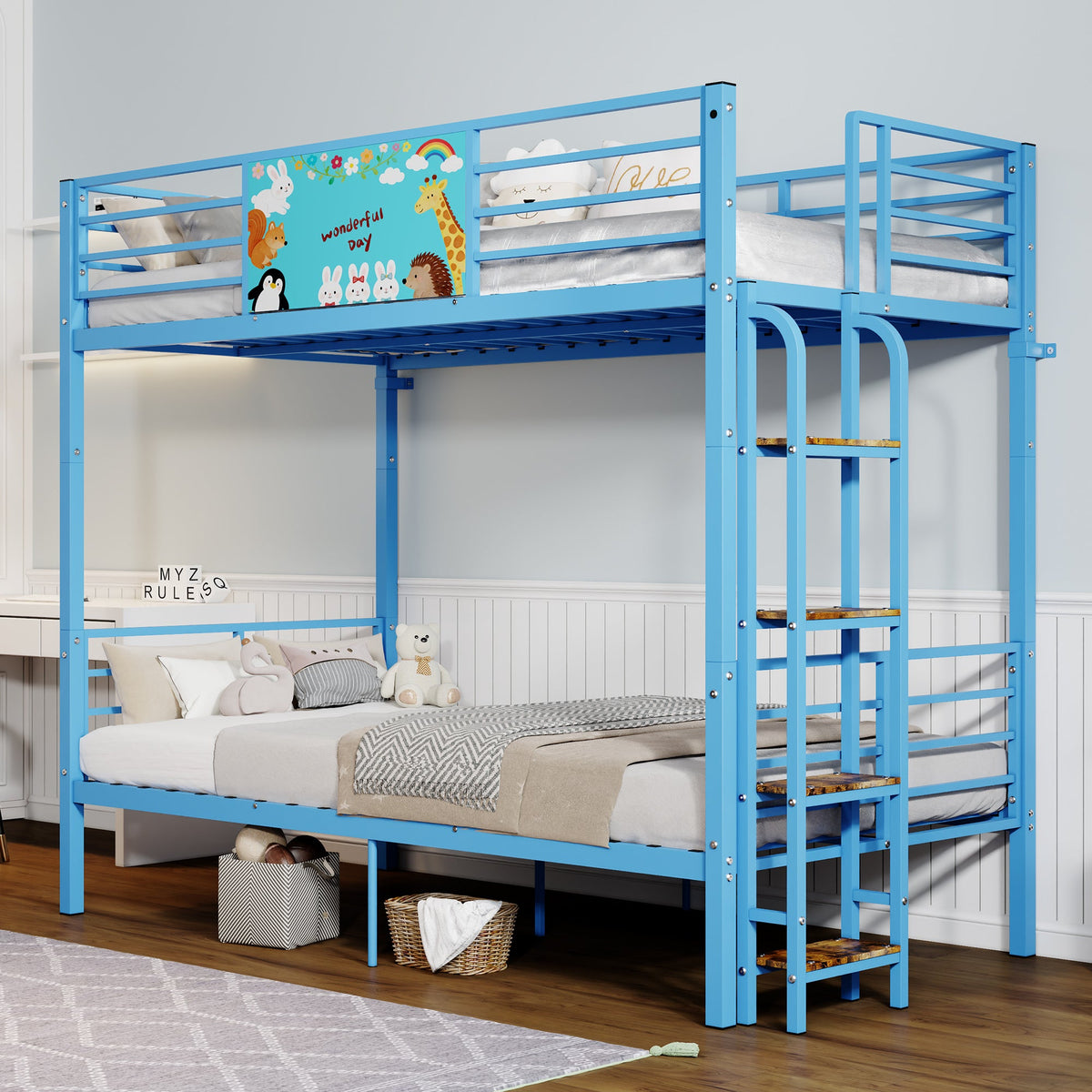 Twin Over Twin Metal Bunk Bed,Floor Bunk Bed Frame