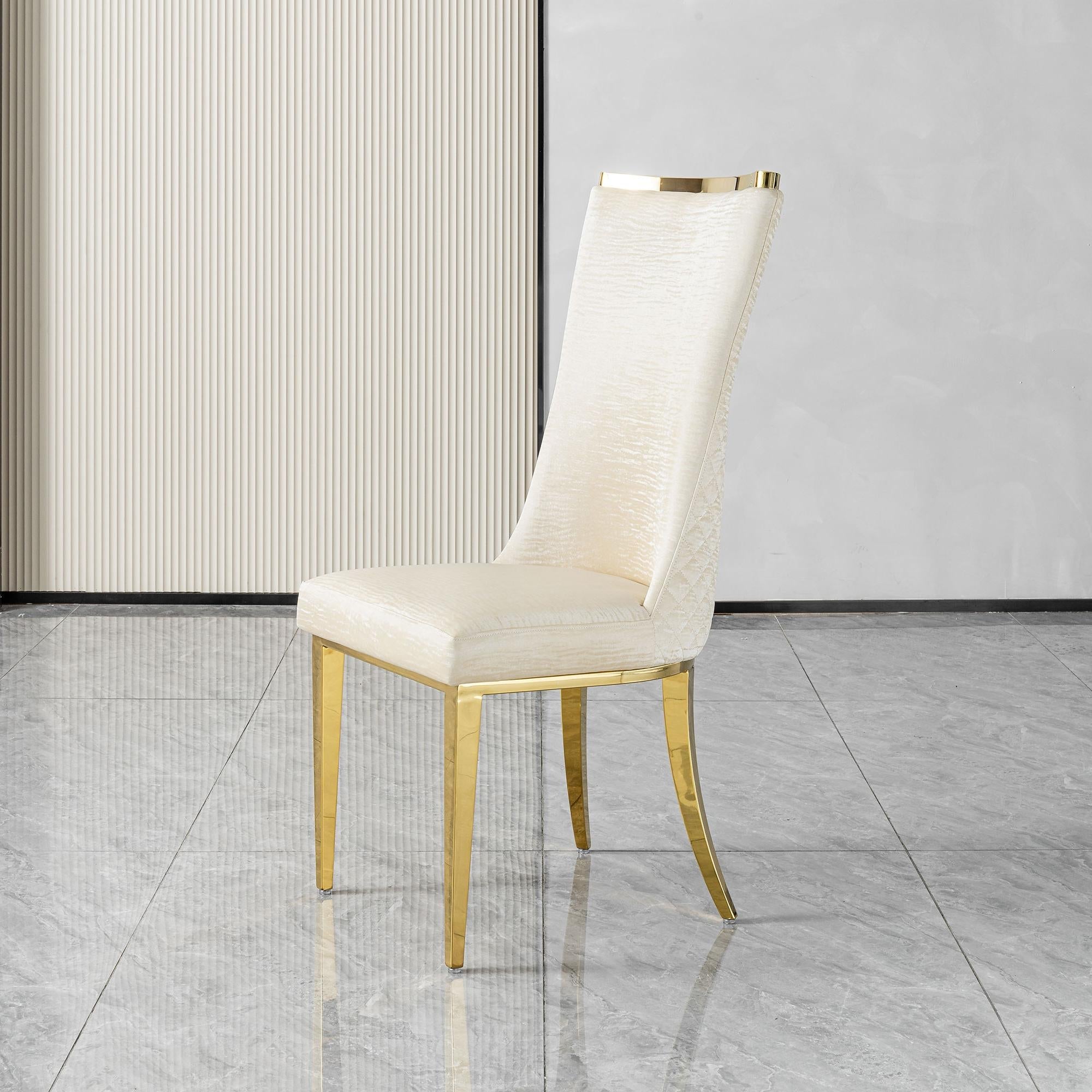 stainless steel dining chairs, high back upholstered dining chairs, cream pu leather dining chairs
