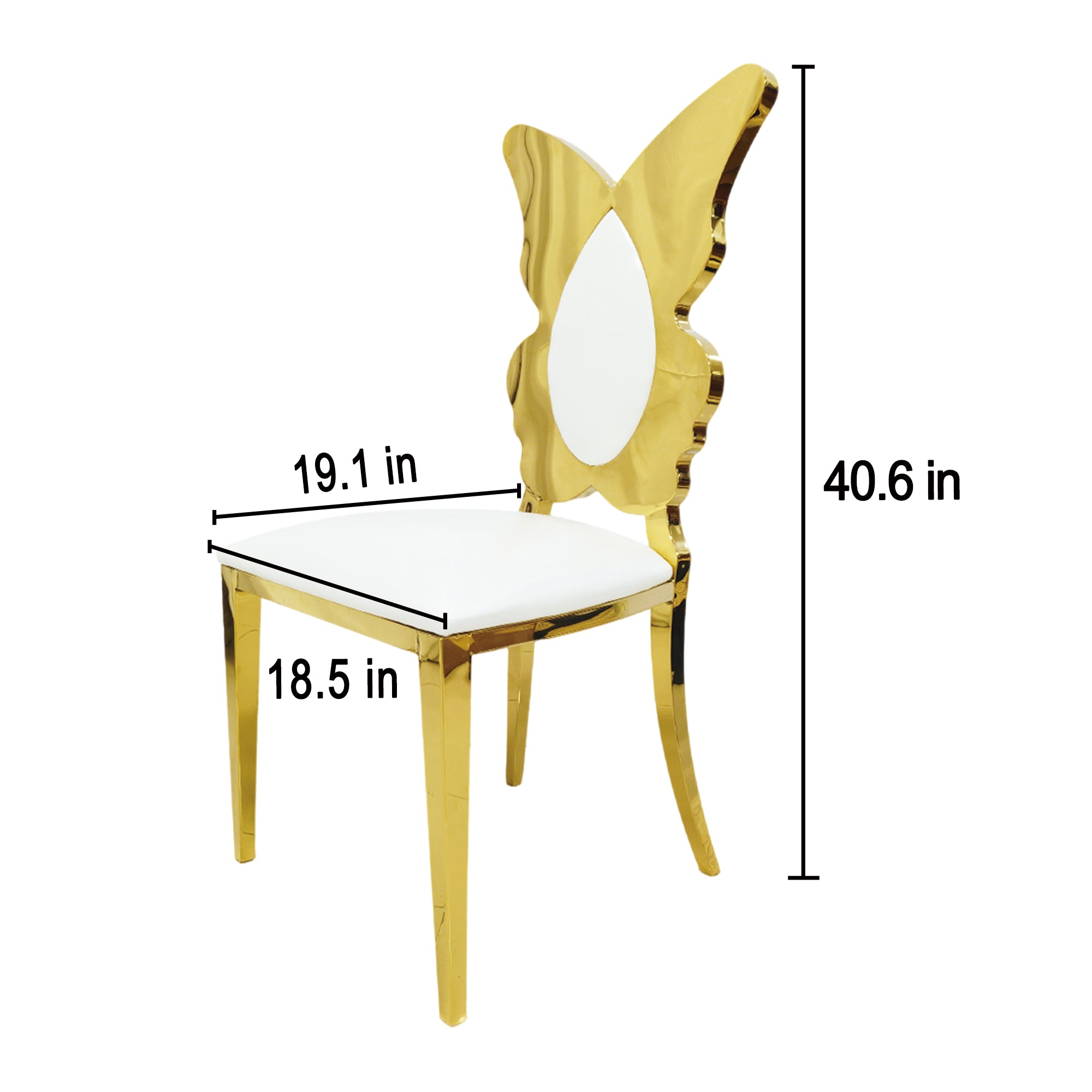 Dining Chairs And Kitchen Chairs, Modern Upholstered PU Leather Accent Chair with Stainless Steel Back And Legs, Gold