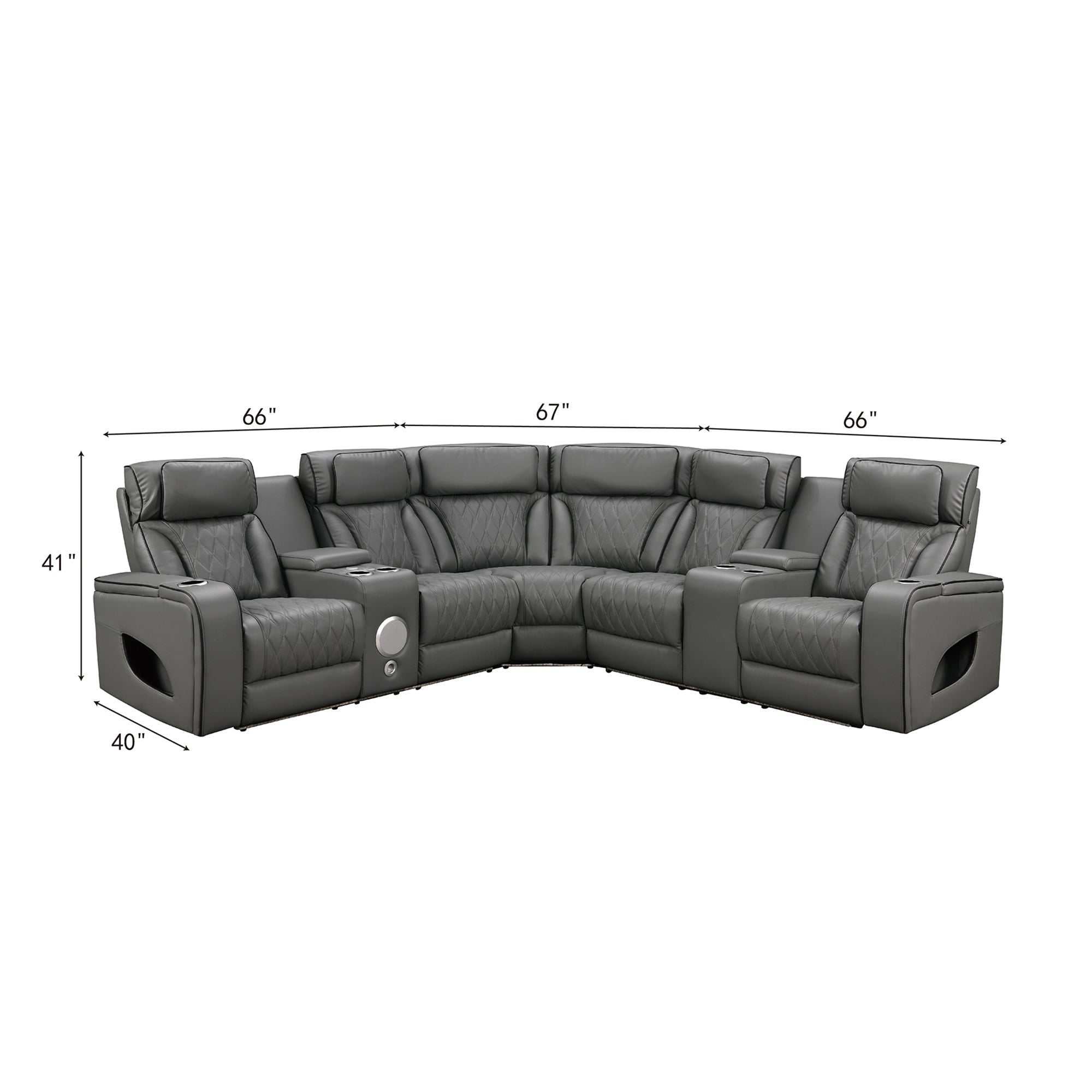 Power Recliner Sectional MC2953 Gray