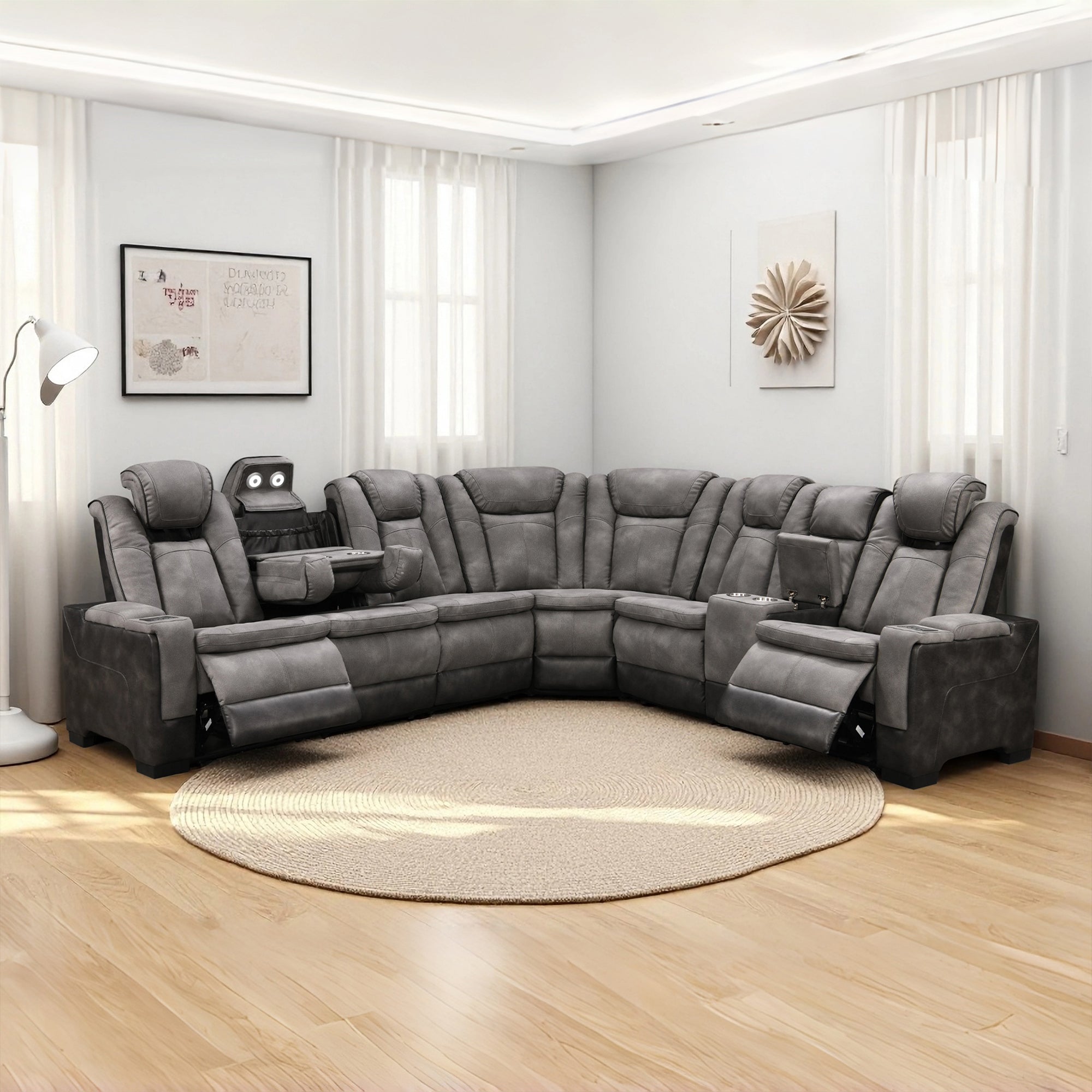 Power Recliner Sectional MC2866 Gray