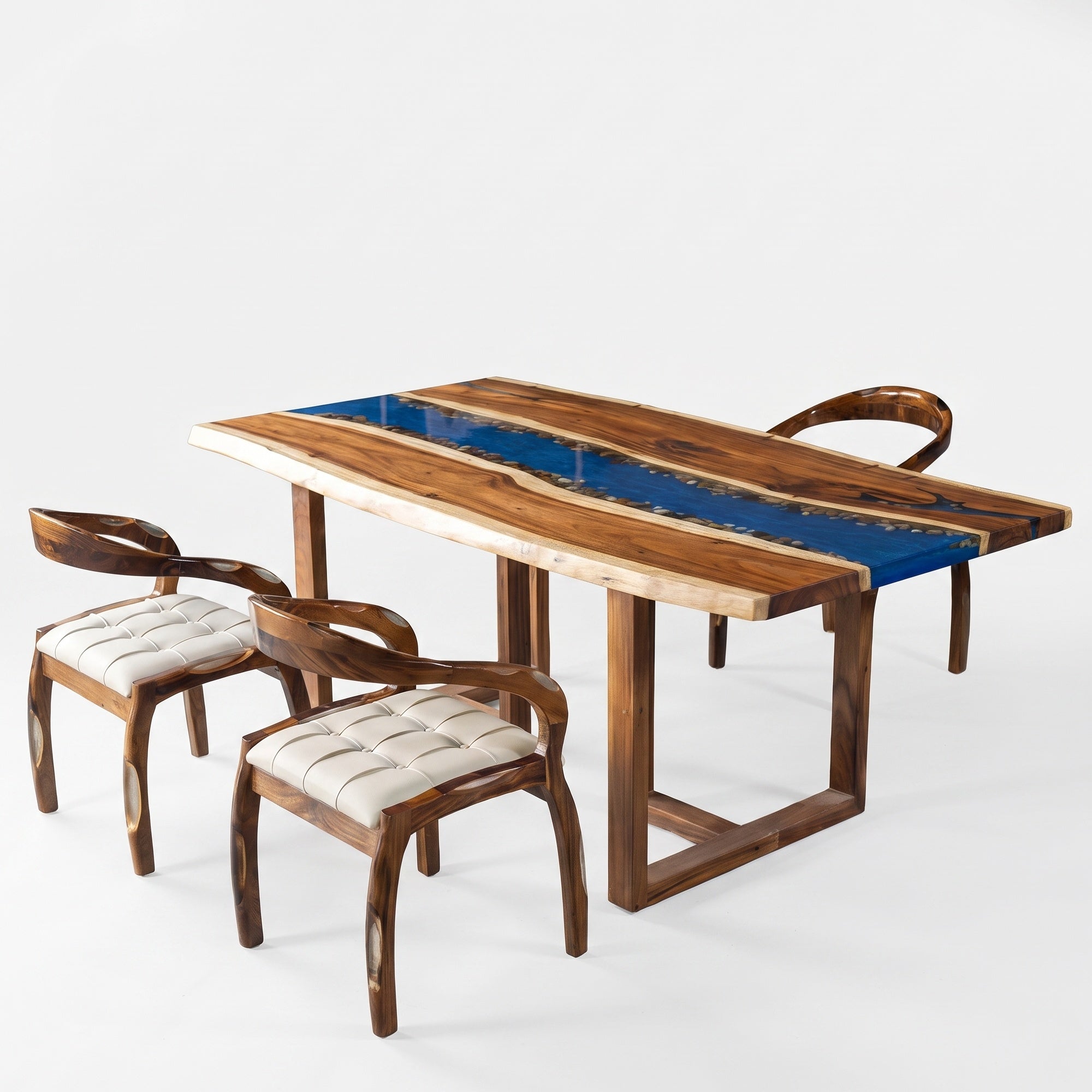 C1183 Walnut Epoxy Resin River Table