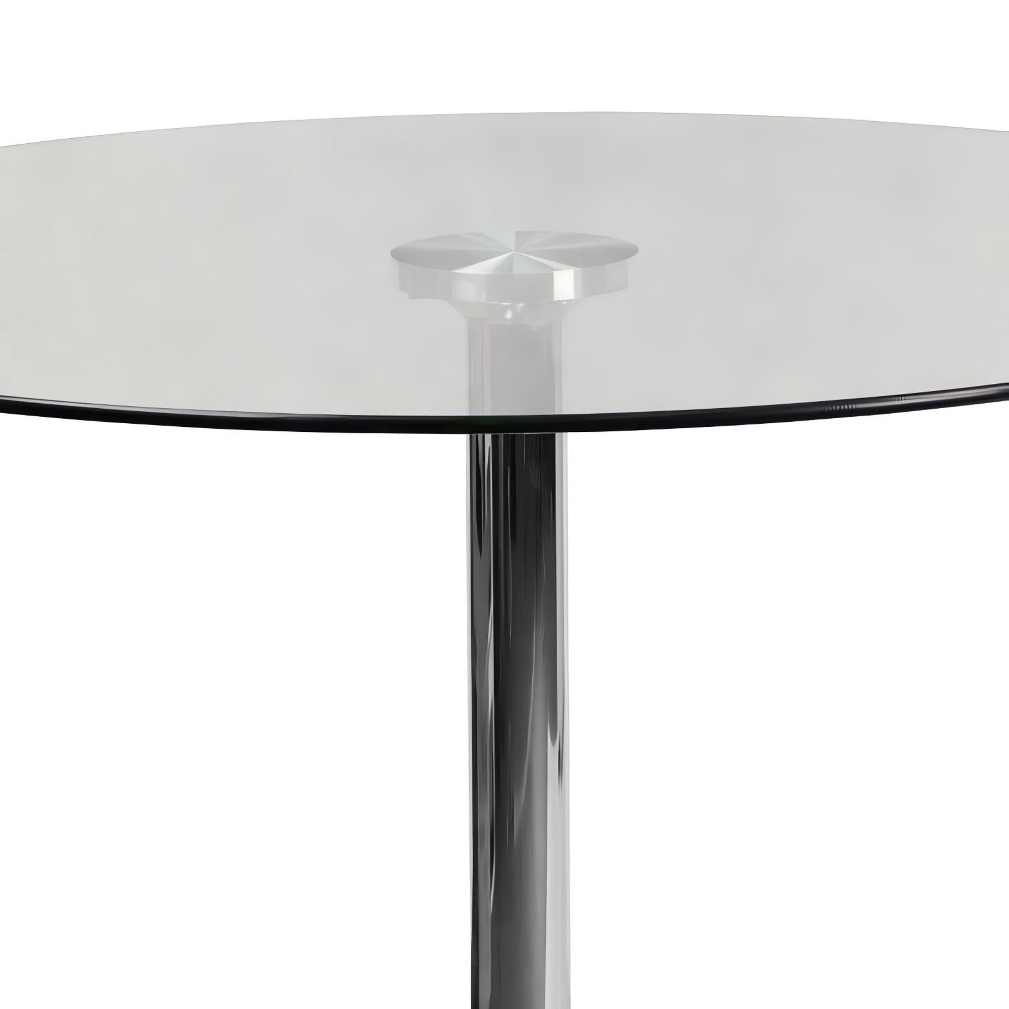 Clear Glass Round Dining Table with Chrome Metal Base-DT008