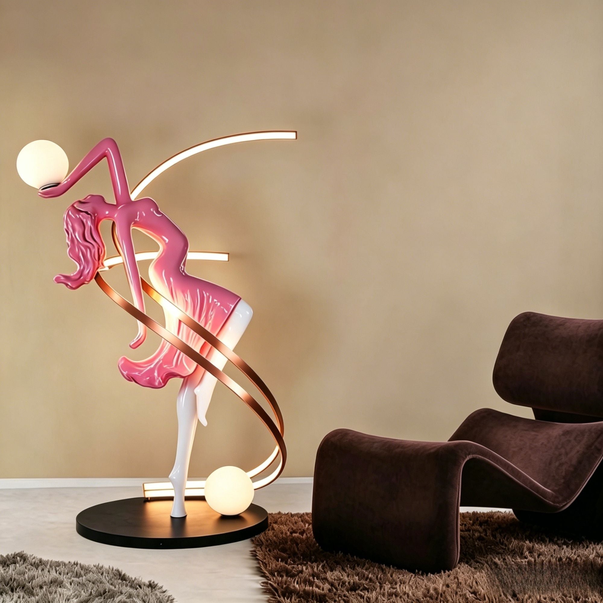 Designer Humanoid Art Sculpture Floor Lamp, Resin & Fiberglass Creative Decorative Ambient Light for Living Room Window Display