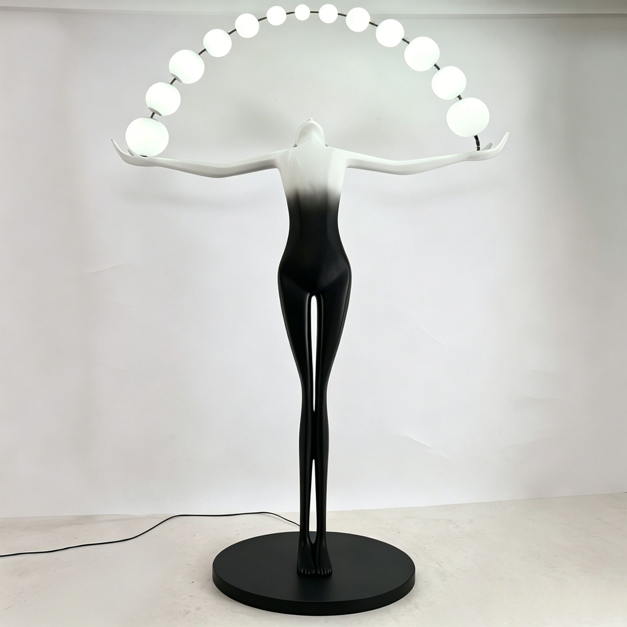 Nordic Style Hand Stretch Ball String Art Sculpture Floor Lamp, LED Three-color Dimmable Decorative Lamp for Hotel & Villa