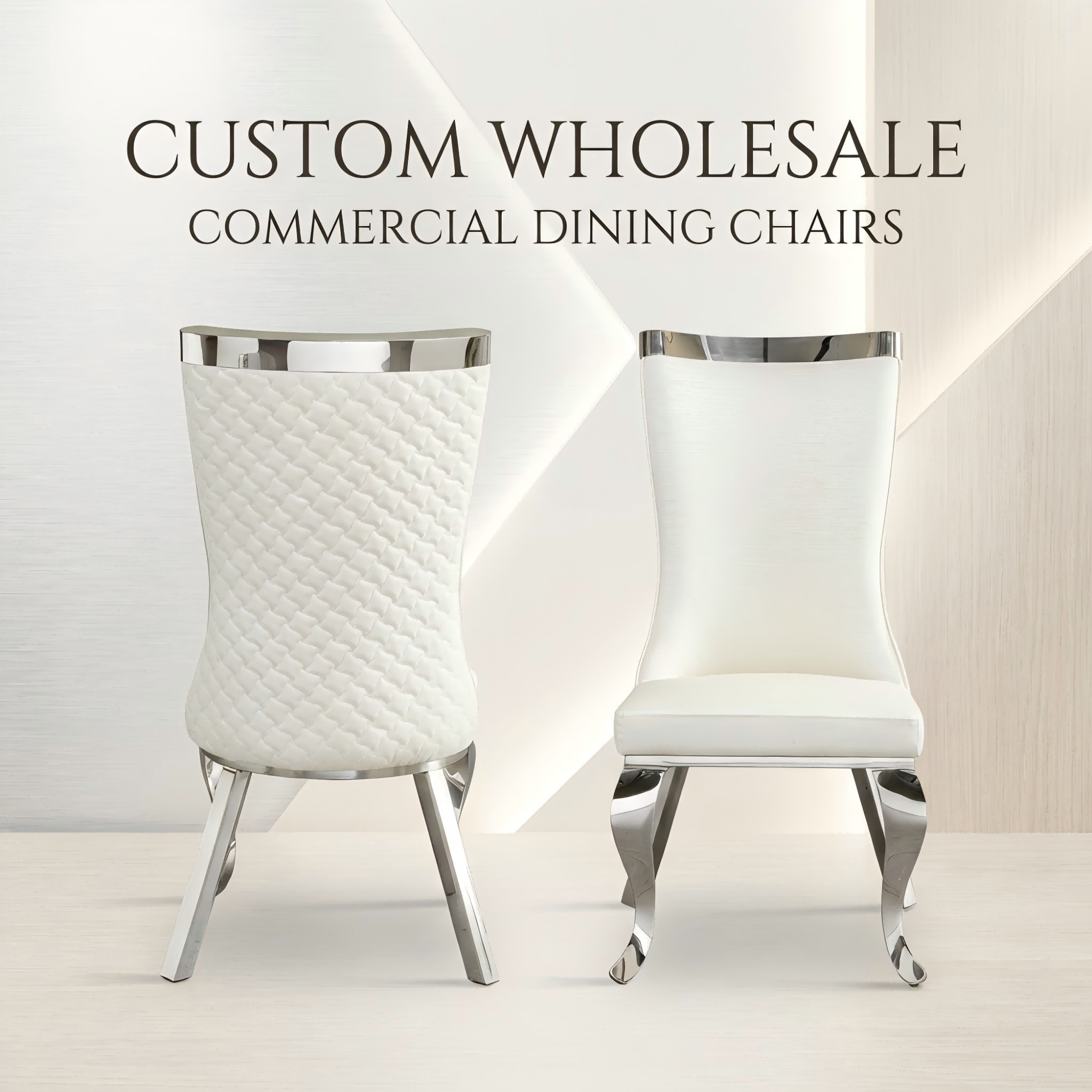 silver stainless steel dining chairs, pu upholstered dining chairs, high back dining side chairs