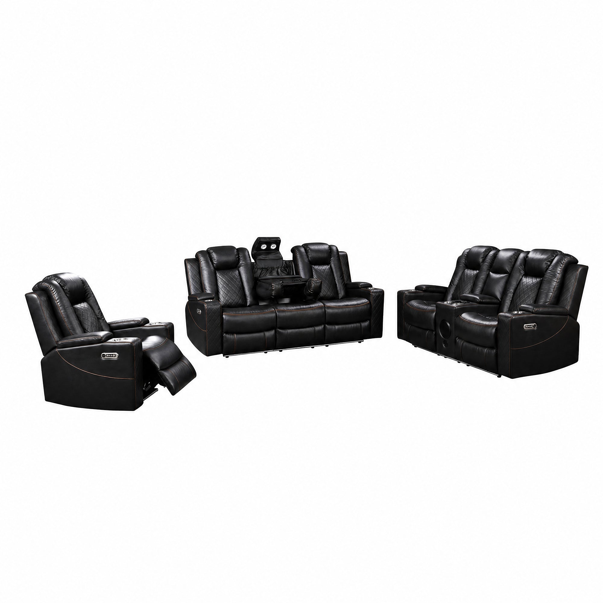 Power Recliner Sofa & Loveseat & Chair MR2855B BLACK
