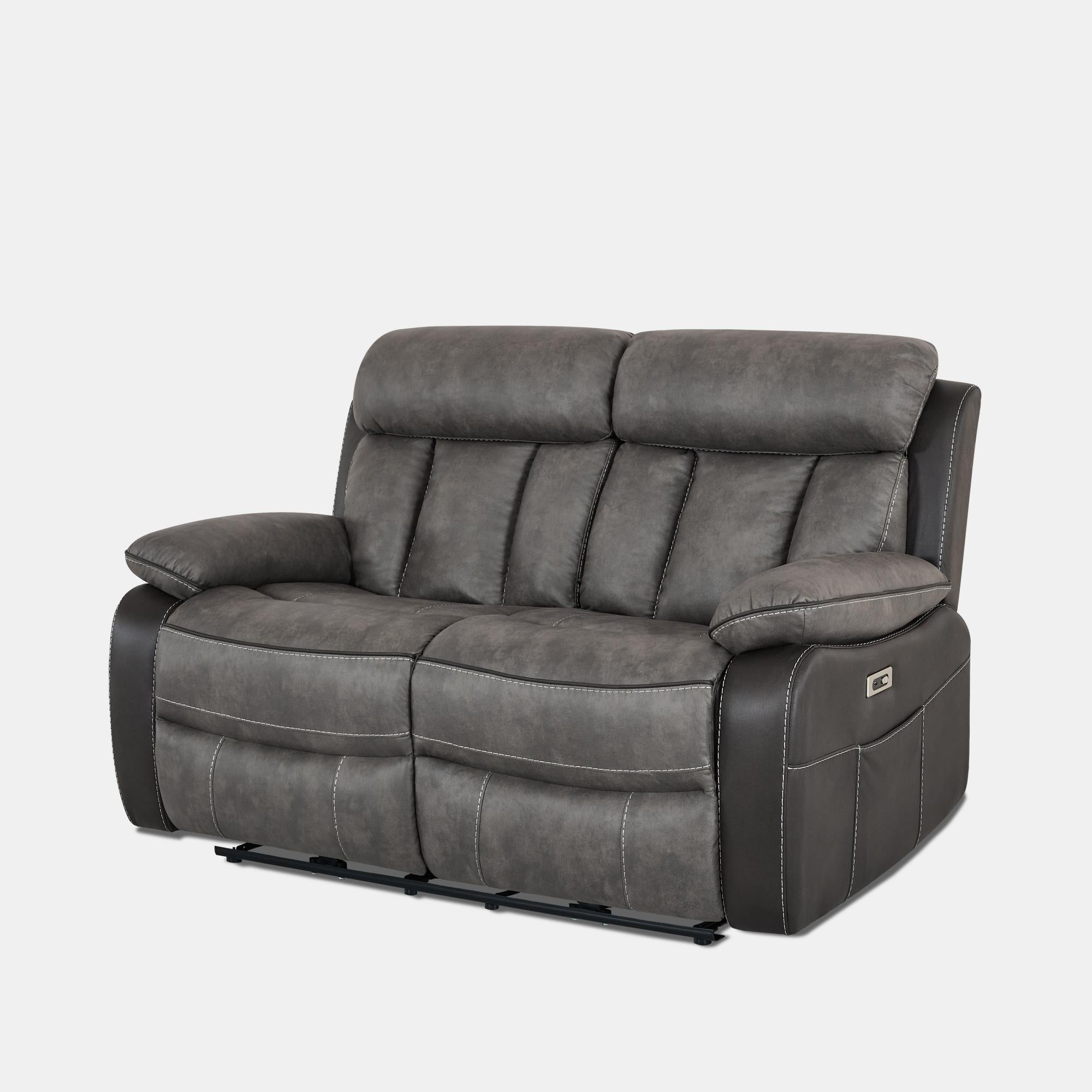 Kael Power Recliner & 2-Seater Sofa Set, Breathable Leather with Side Armrest Storage, Rustic Home Theater Seating 007