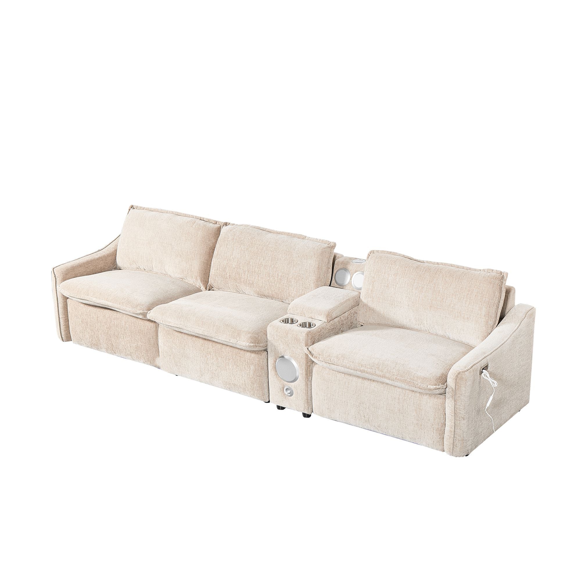 Brown Electric Recliner Sofa Set--MS908-3SET