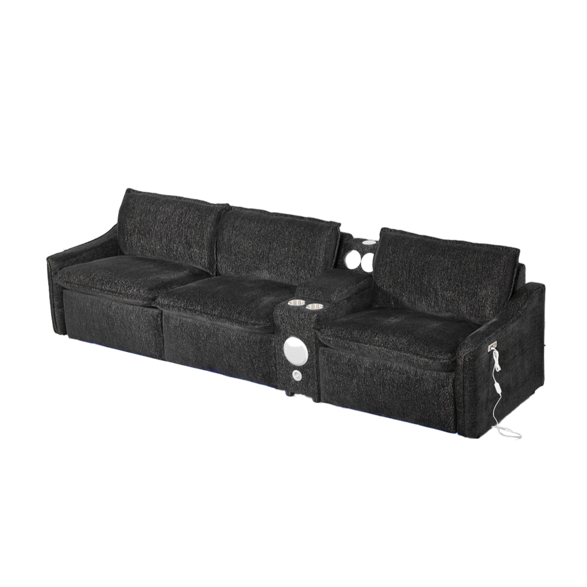 Black Electric Recliner Sofa Set--MS908-Black-3SET