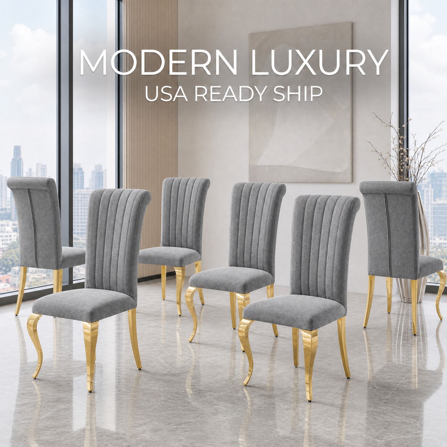 Modern High Back dining chair,201 Stainless Steel 6pcs/CTN
