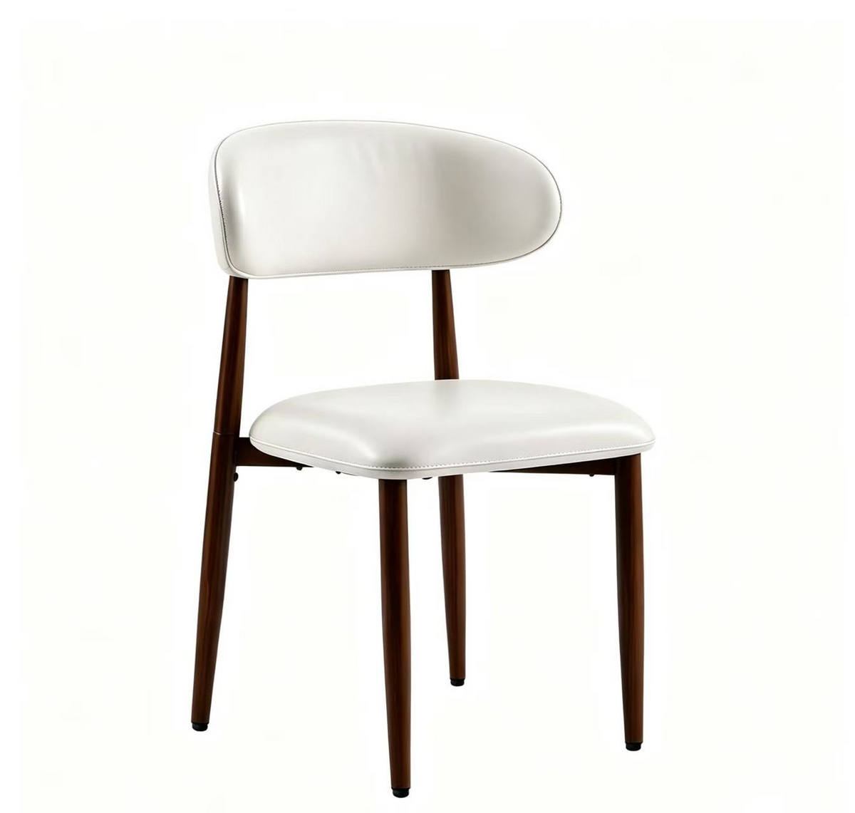 CH011-2PCS/CTN-Mid‑Century Upholstered Side Chair, White Faux Leather Dining Chair
