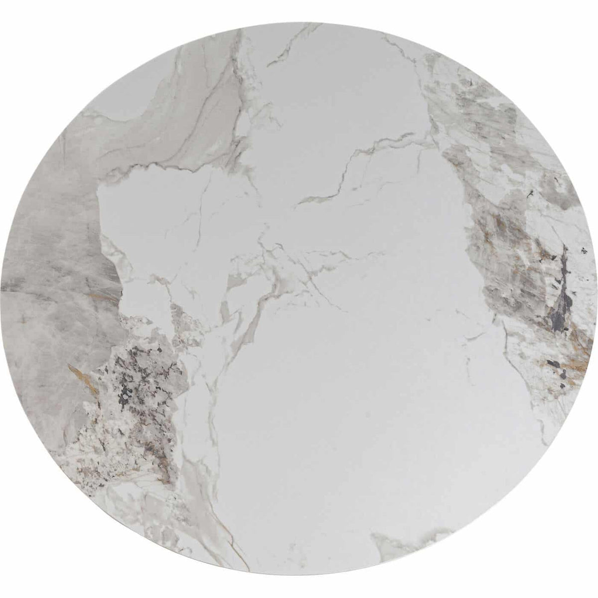 DT016-Contemporary Round Sintered Stone Dinner Table, Single Cone Pedestal Dining Table