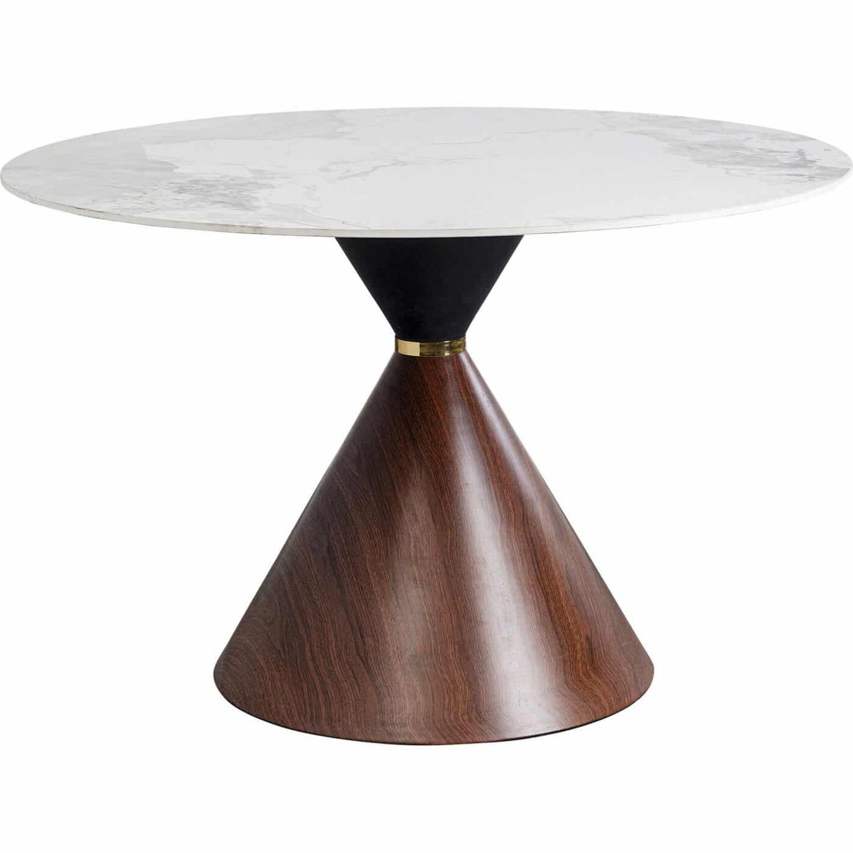 DT016-Contemporary Round Sintered Stone Dinner Table, Single Cone Pedestal Dining Table