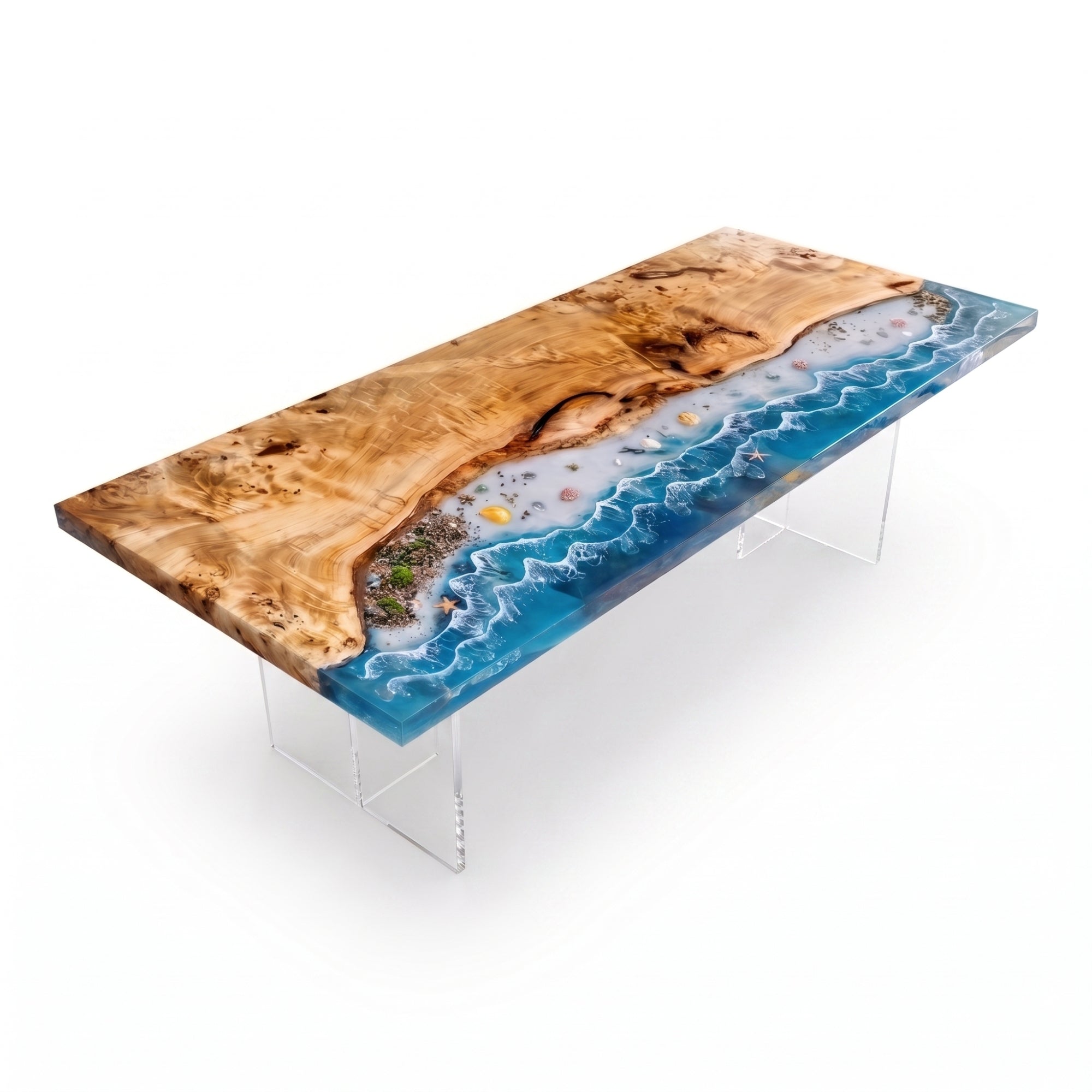 Poplar River Epoxy Rectangular Dining Table(Tabletop only, legs not included)