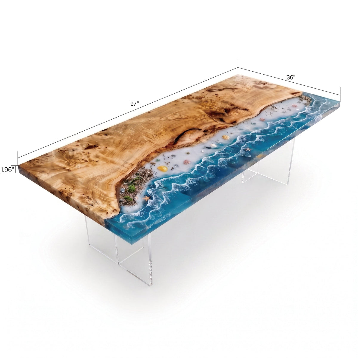 Poplar River Epoxy Rectangular Dining Table(Tabletop only, legs not included)