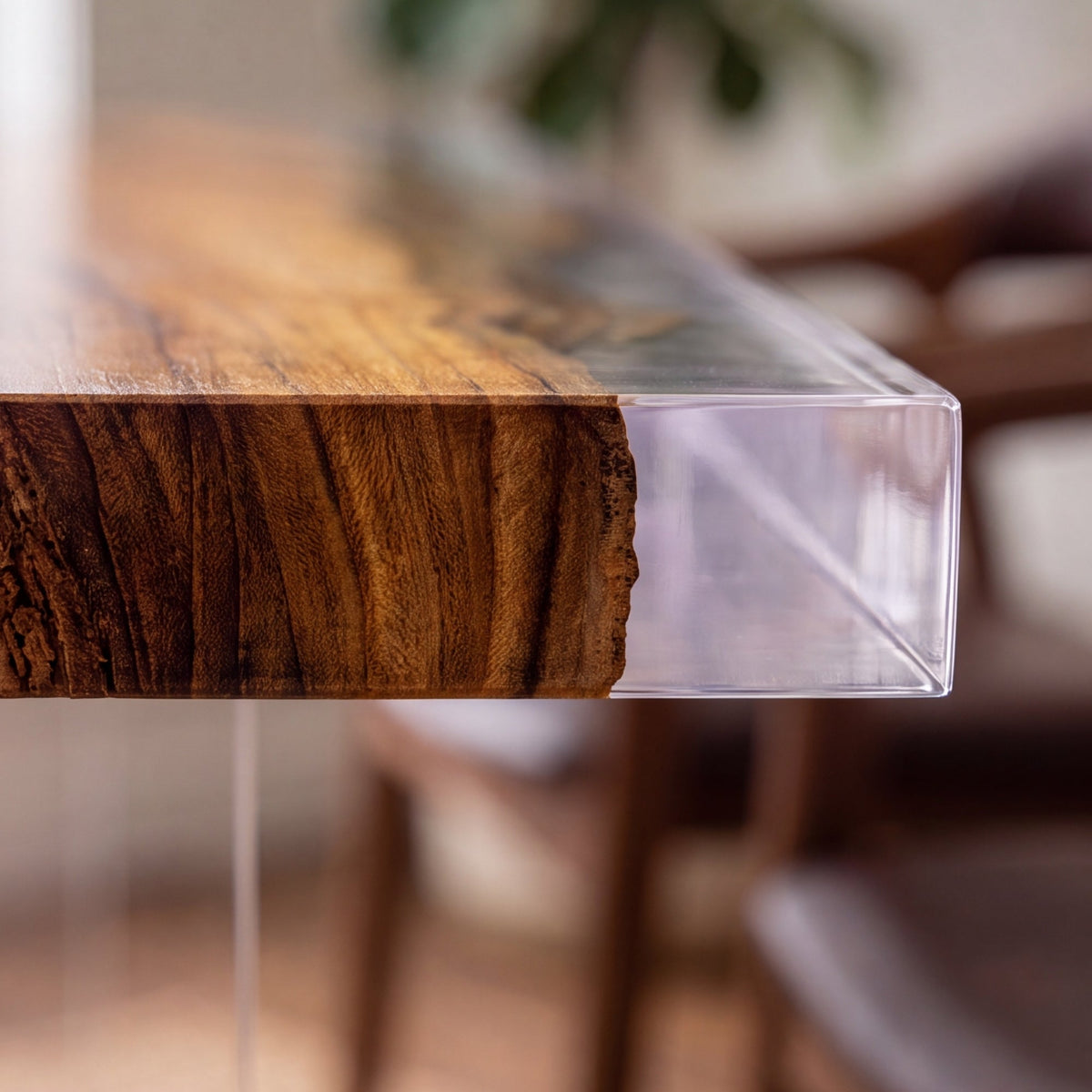 Olive Clear Epoxy Rectangular Dining Table(Tabletop with legs)