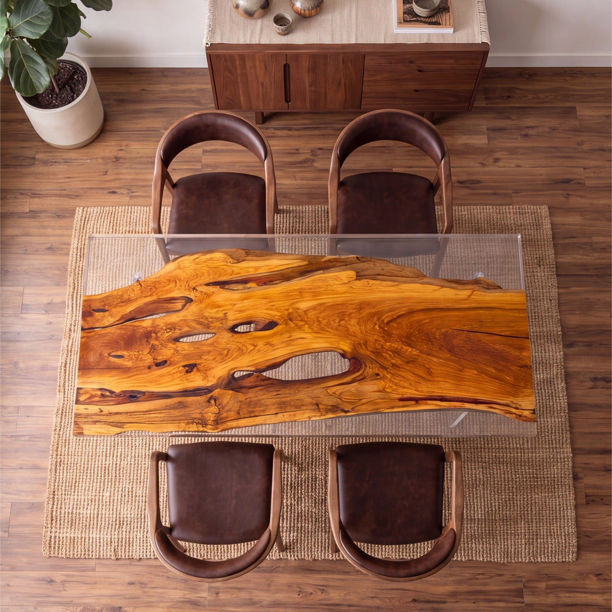 Olive Clear Epoxy Rectangular Dining Table(Tabletop only, legs not included)