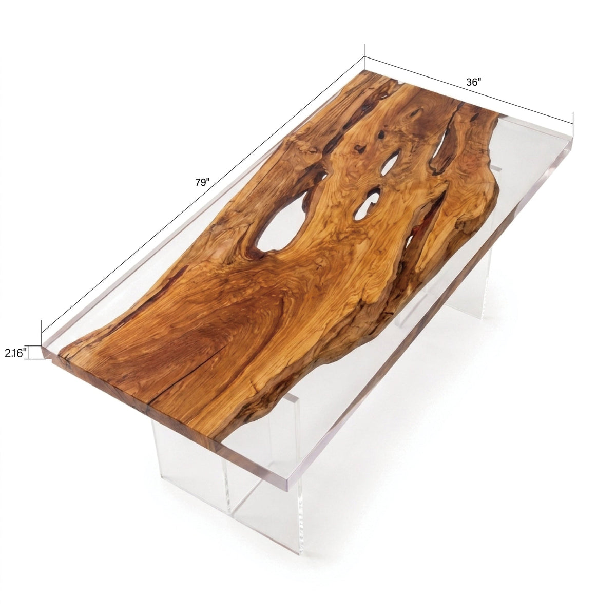 Olive Clear Epoxy Rectangular Dining Table(Tabletop with legs)