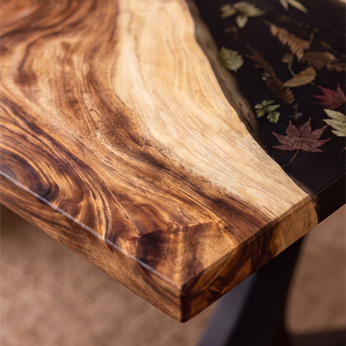 Walnut Black Epoxy Rectangular Dining Table(Tabletop only, legs not included)