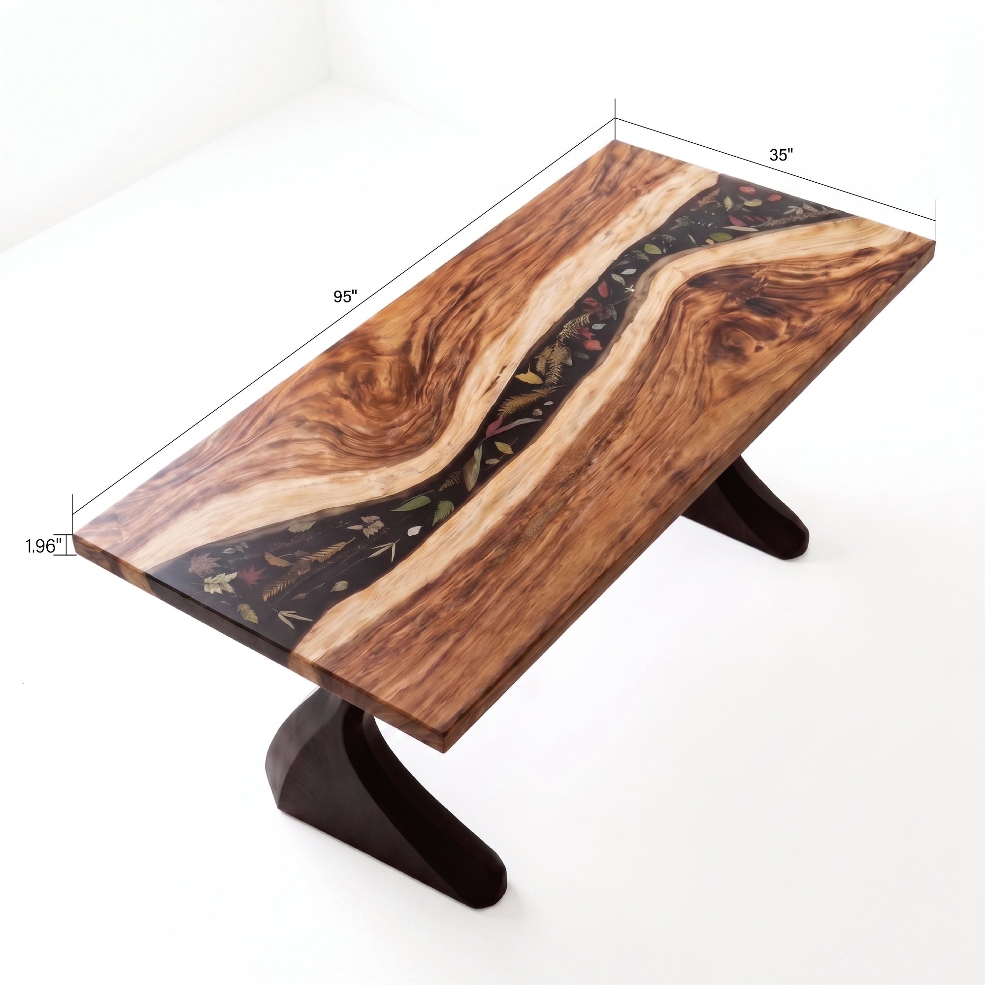 Walnut Black Epoxy Rectangular Dining Table(Tabletop only, legs not included)