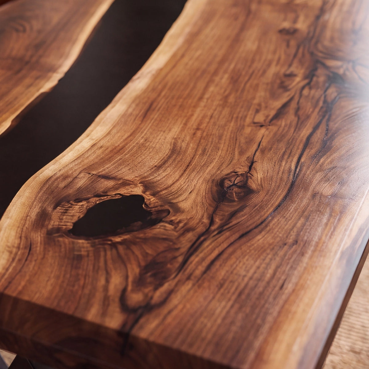 Black Walnut Black Epoxy Rectangular Dining Table(Tabletop only, legs not included)