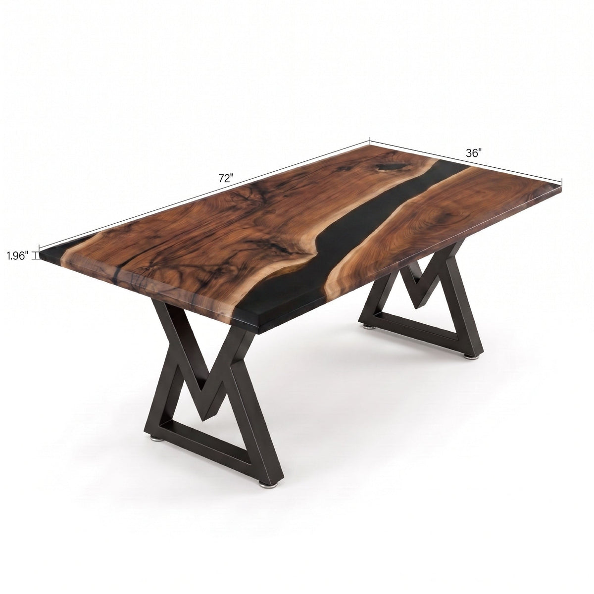 Black Walnut Black Epoxy Rectangular Dining Table(Tabletop only, legs not included)