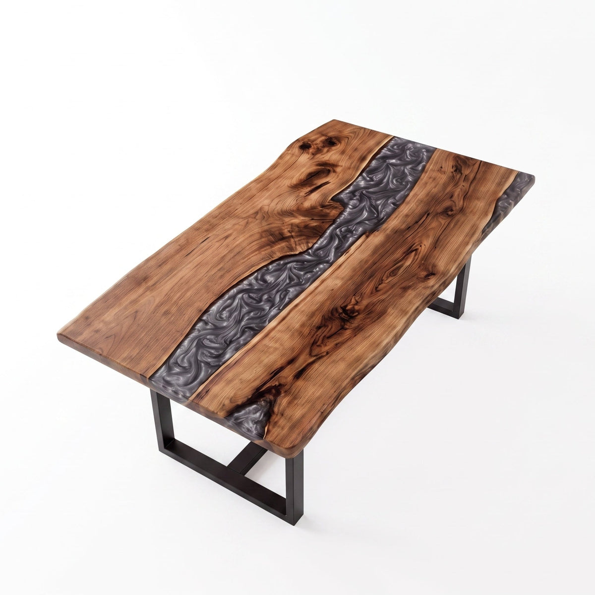 Black Walnut Gray Epoxy Rectangular Dining Table(Tabletop only, legs not included)