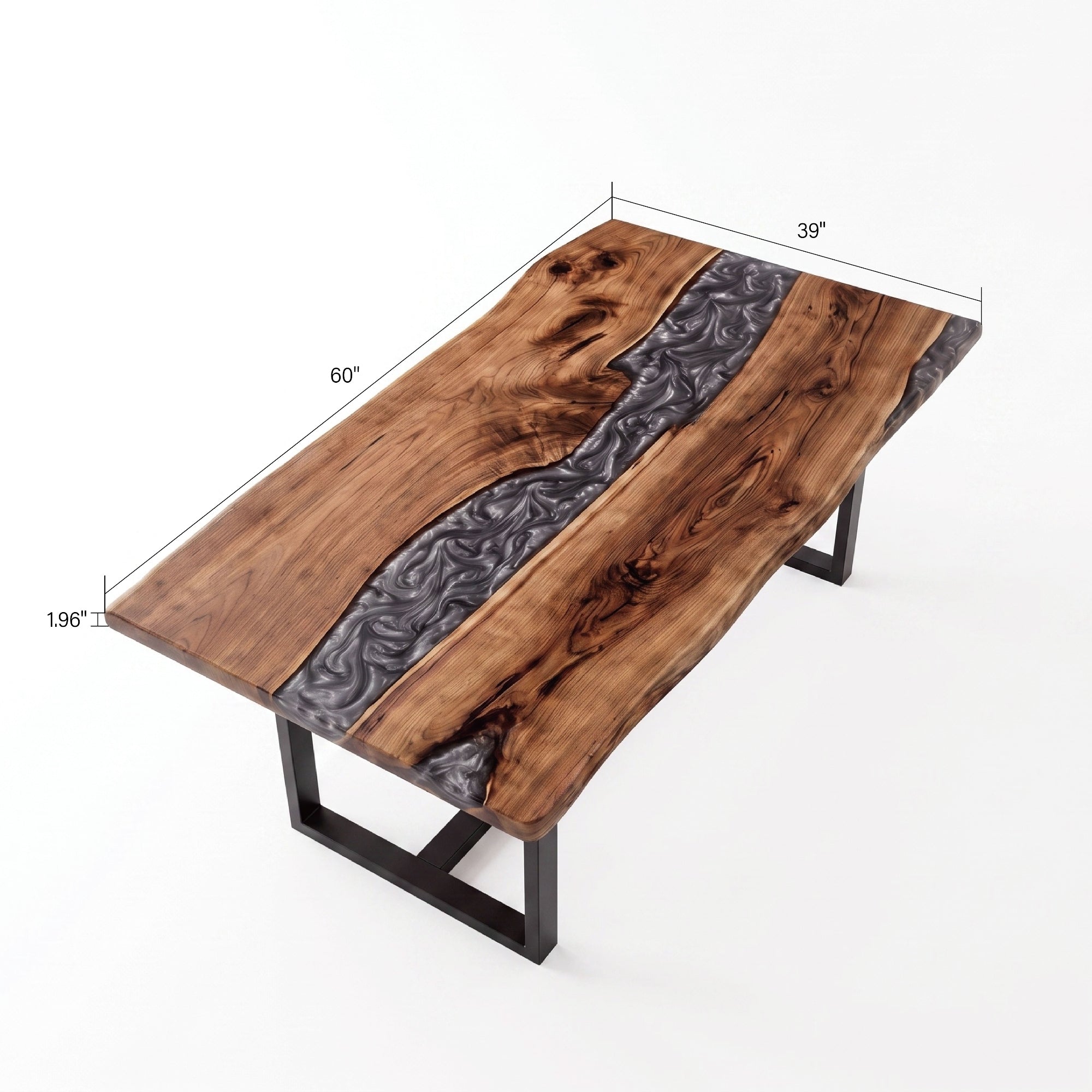 Black Walnut Gray Epoxy Rectangular Dining Table(Tabletop only, legs not included)