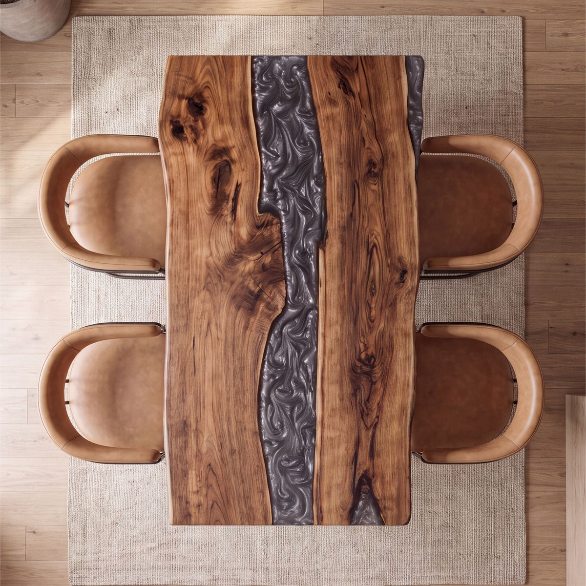 Black Walnut Gray Epoxy Rectangular Dining Table(Tabletop only, legs not included)
