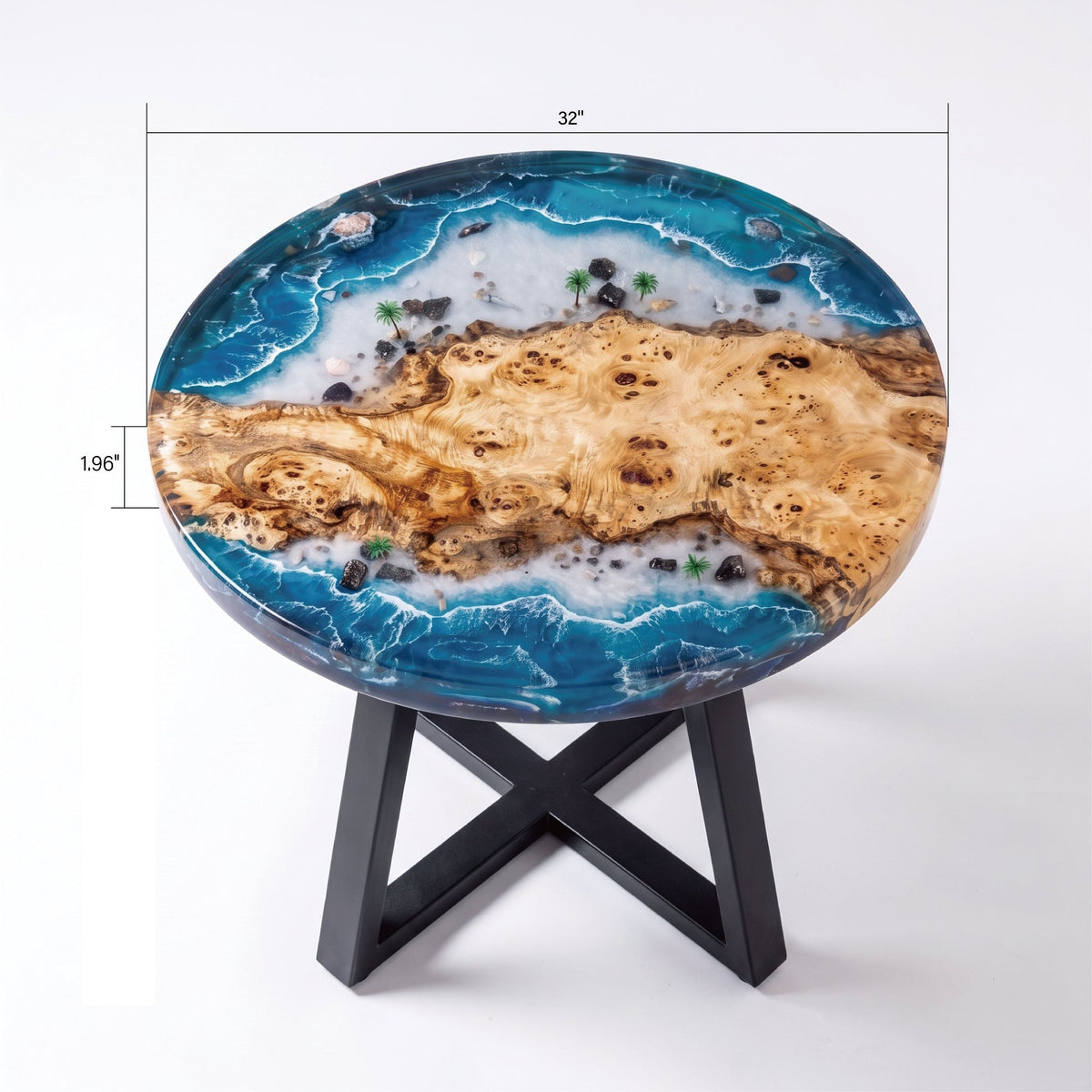 Poplar Blue Epoxy Round Coffee Table-PLSY01(Tabletop only, legs not included)